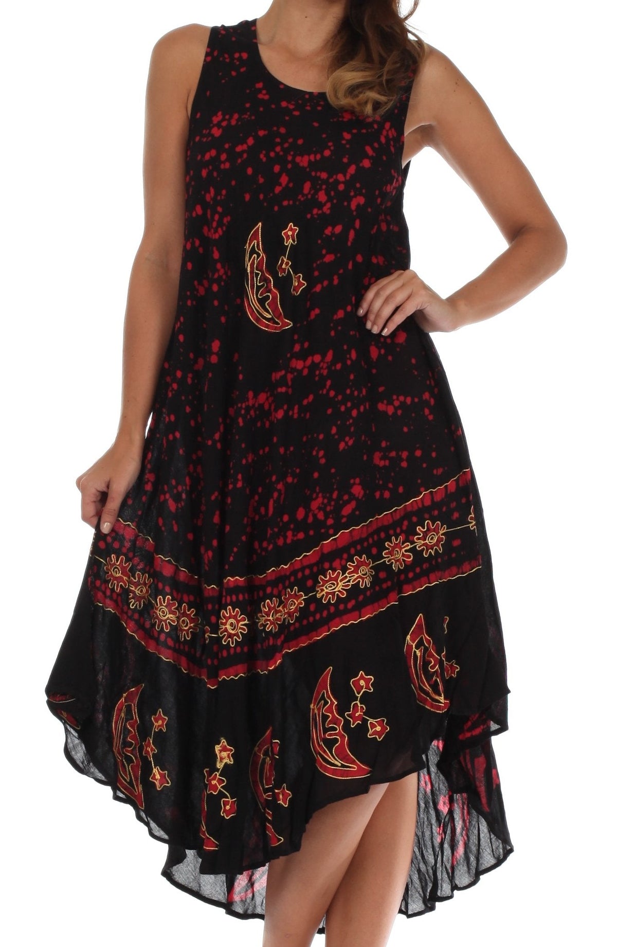 Sakkas Moon and Stars Batik Caftan Tank Dress / Cover Up