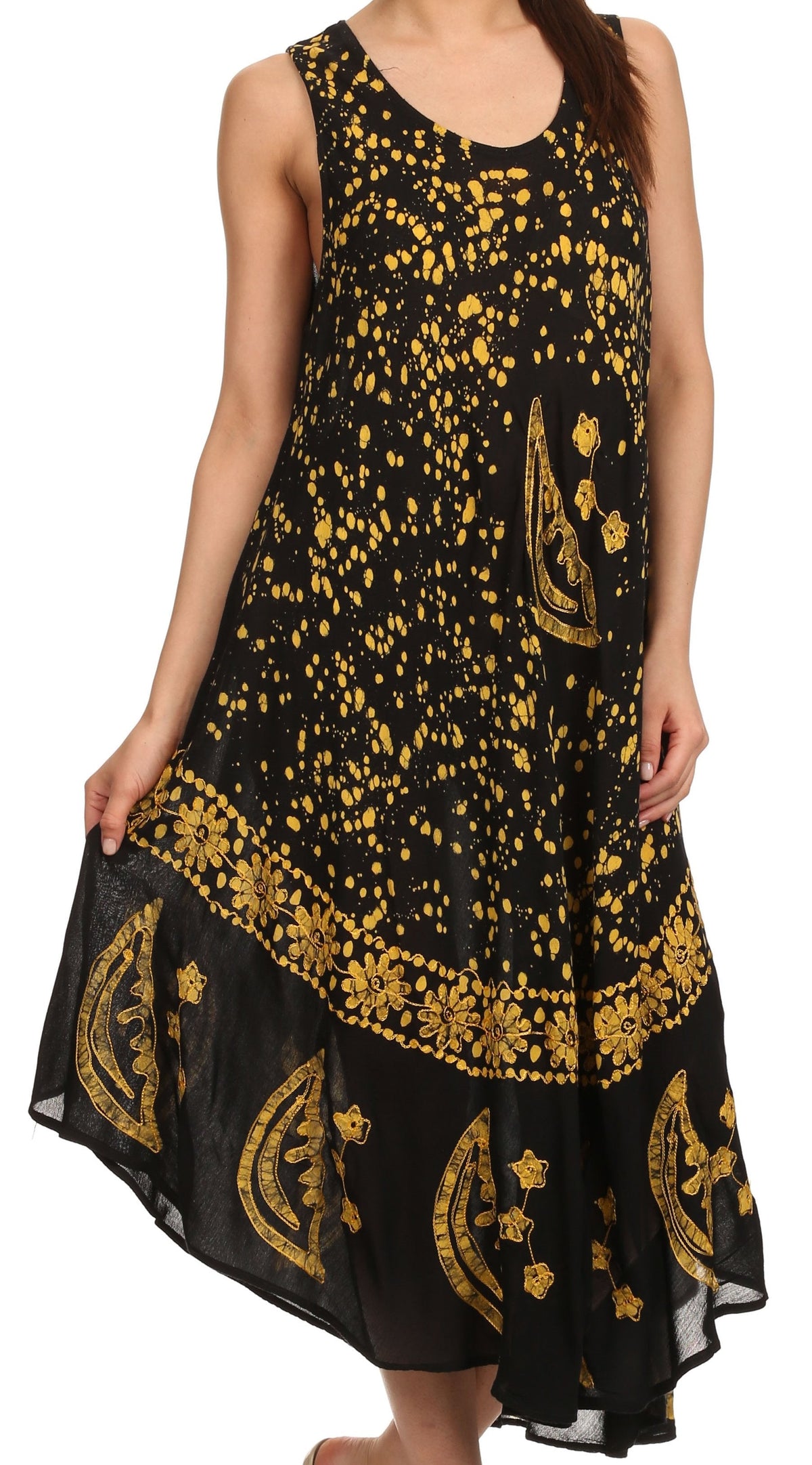 Sakkas Moon and Stars Batik Caftan Tank Dress / Cover Up