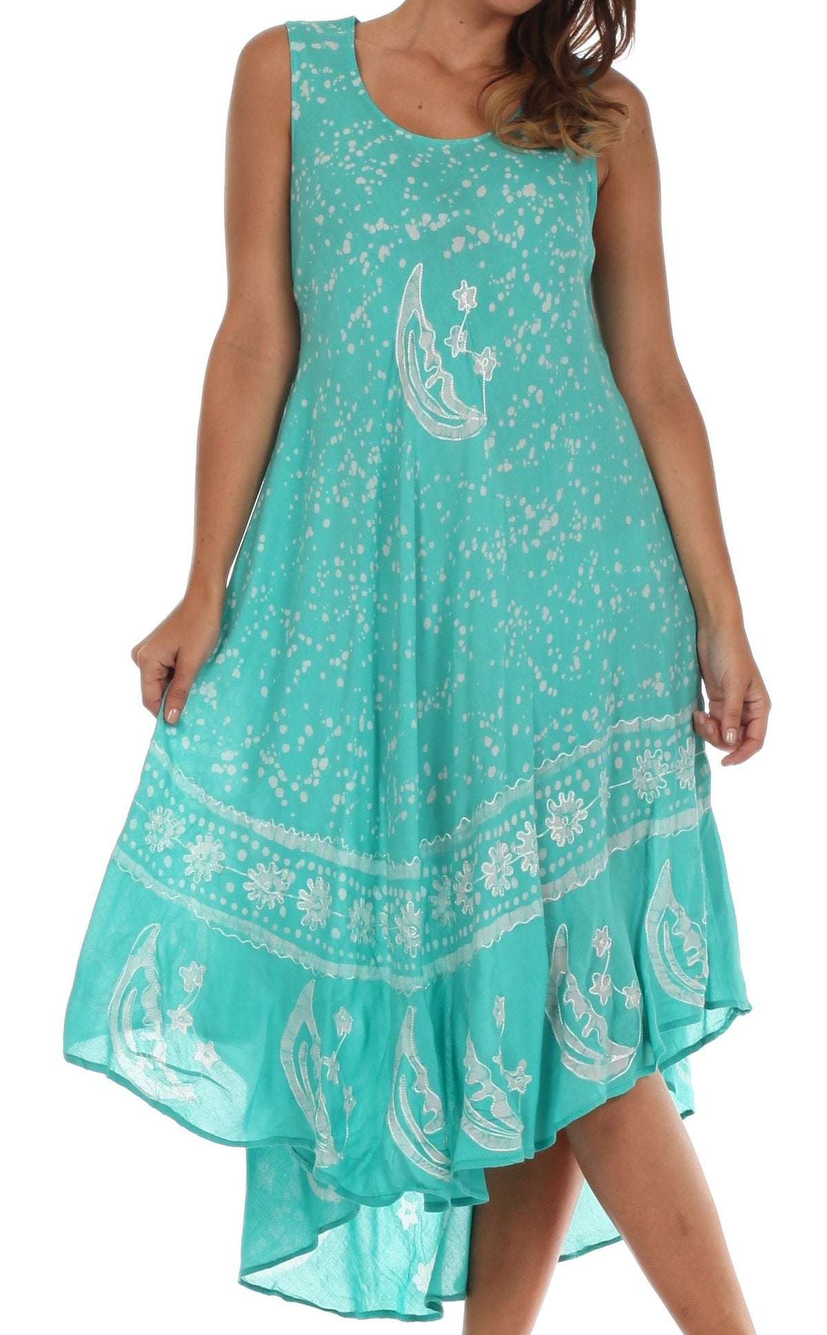 Sakkas Moon and Stars Batik Caftan Tank Dress / Cover Up