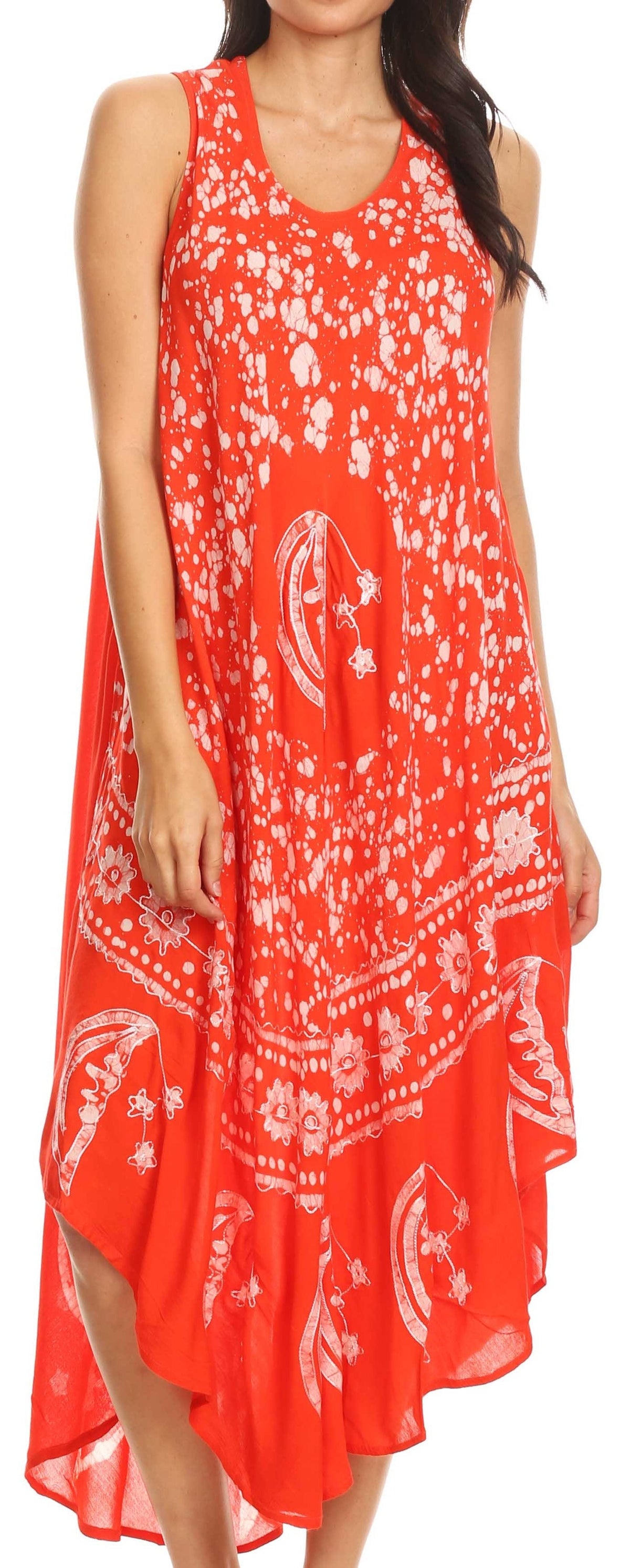Sakkas Moon and Stars Batik Caftan Tank Dress / Cover Up