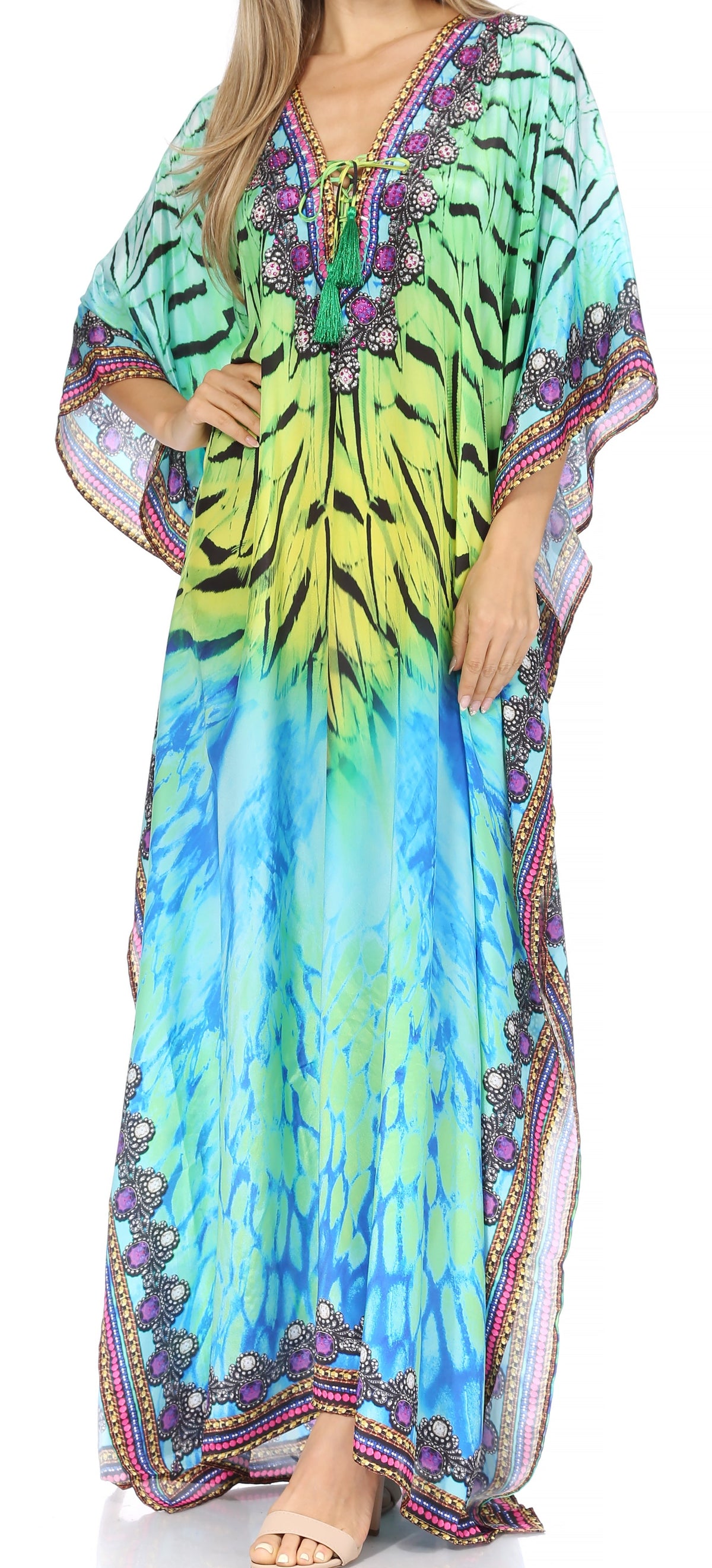 Sakkas Georgettina Flowy Long Caftan Dress/Cover Up