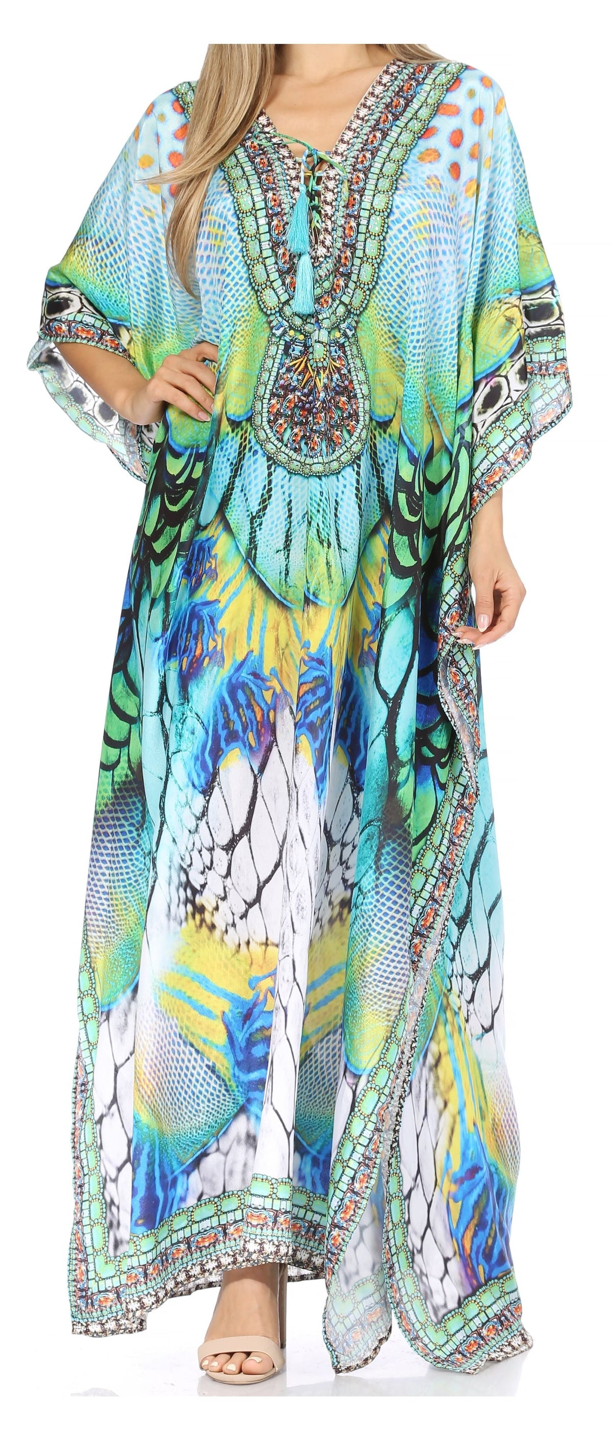 Sakkas Georgettina Flowy Long Caftan Dress/Cover Up
