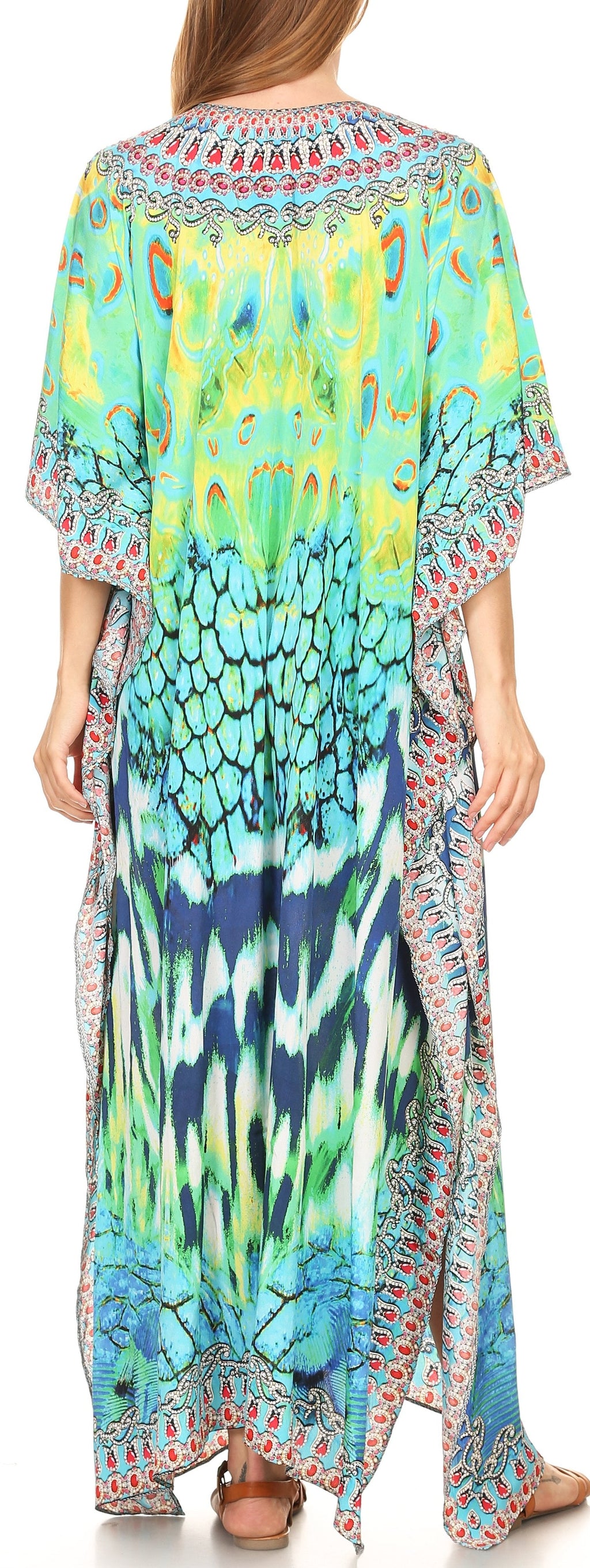 Sakkas Georgettina Flowy Long Caftan Dress/Cover Up