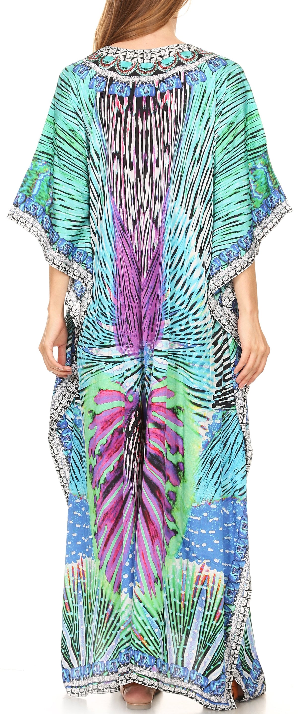Sakkas Georgettina Flowy Long Caftan Dress/Cover Up