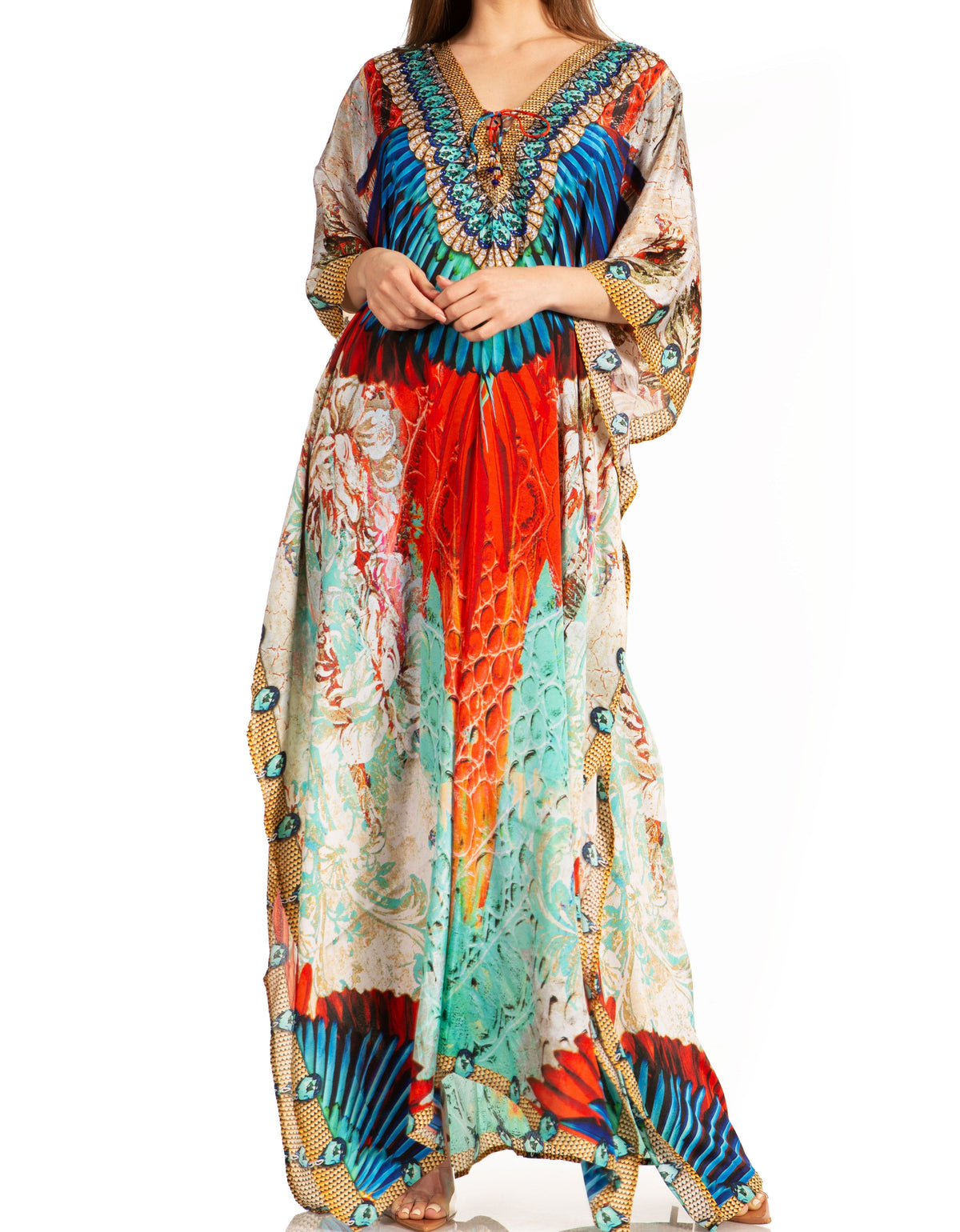 Sakkas Georgettina Flowy Long Caftan Dress/Cover Up