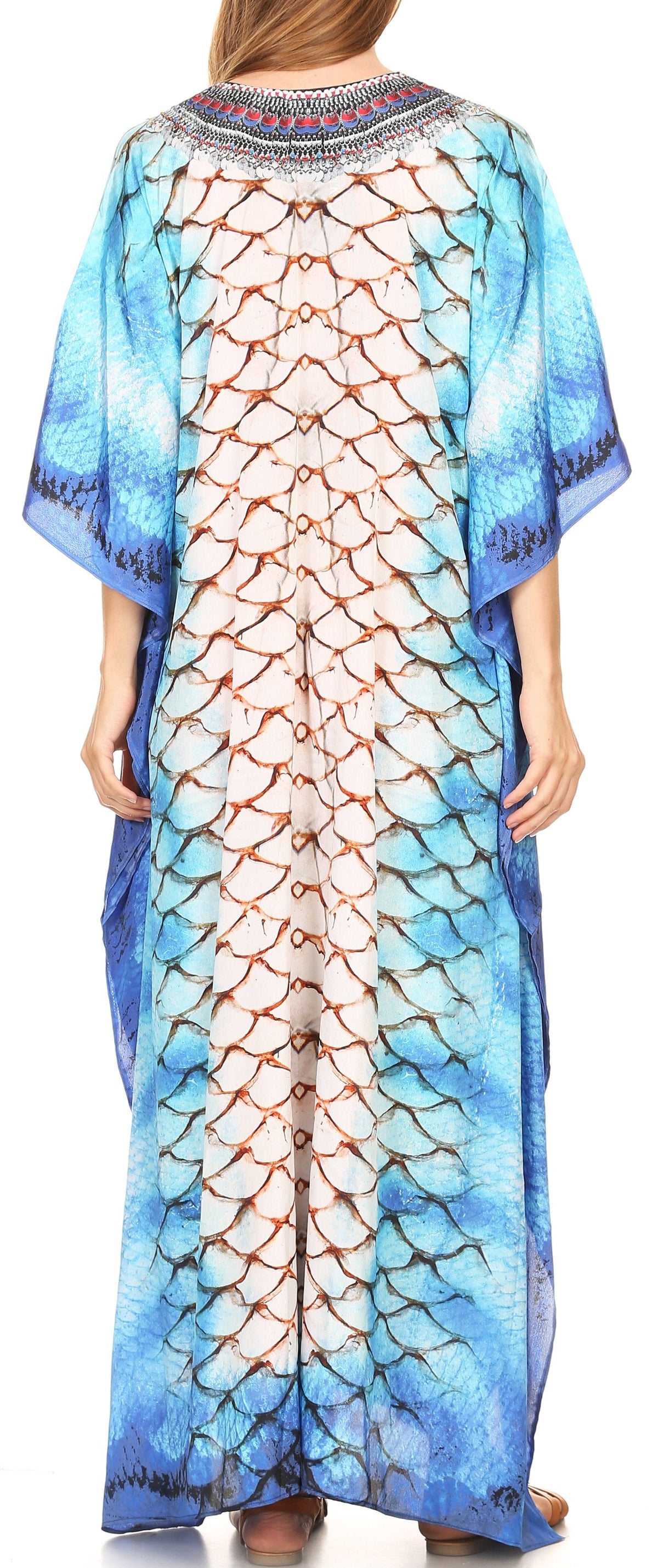 Sakkas Georgettina Flowy Long Caftan Dress/Cover Up