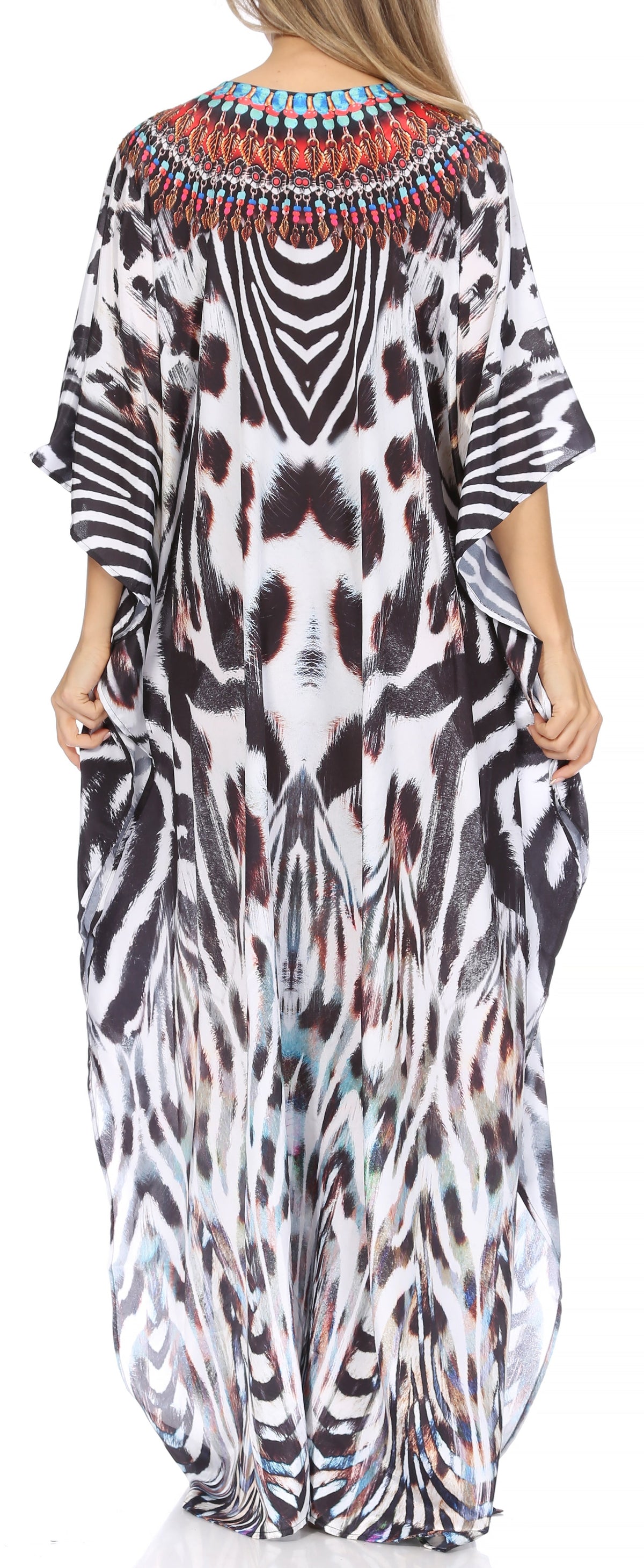 Sakkas Georgettina Flowy Long Caftan Dress/Cover Up