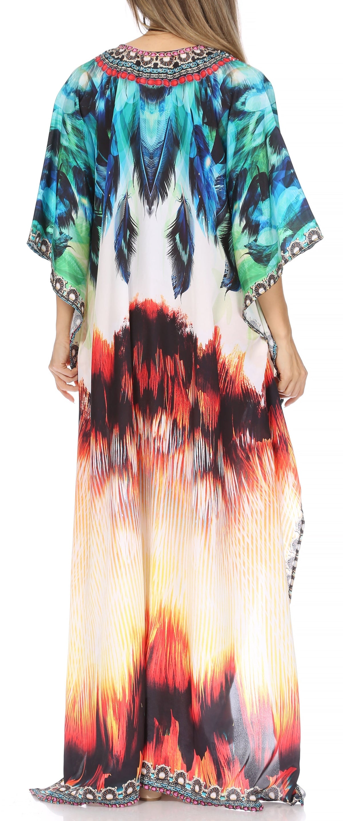 Sakkas Georgettina Flowy Long Caftan Dress/Cover Up