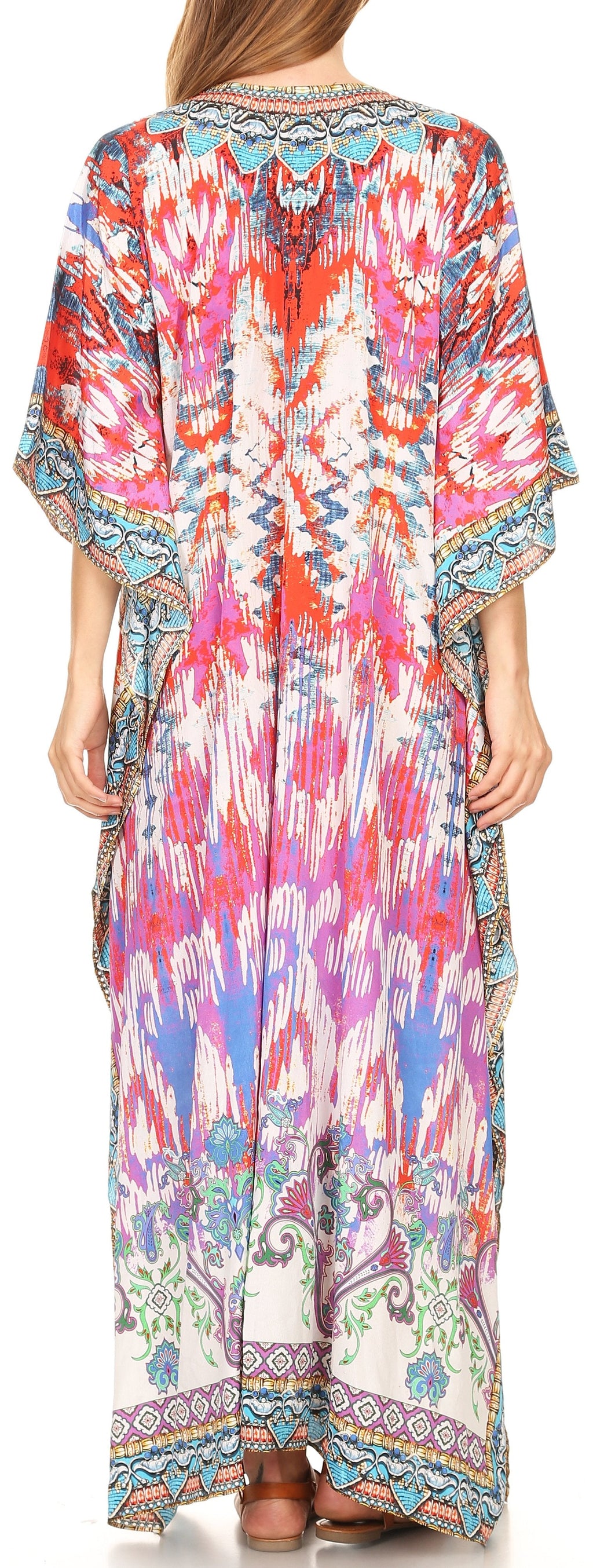 Sakkas Georgettina Flowy Long Caftan Dress/Cover Up