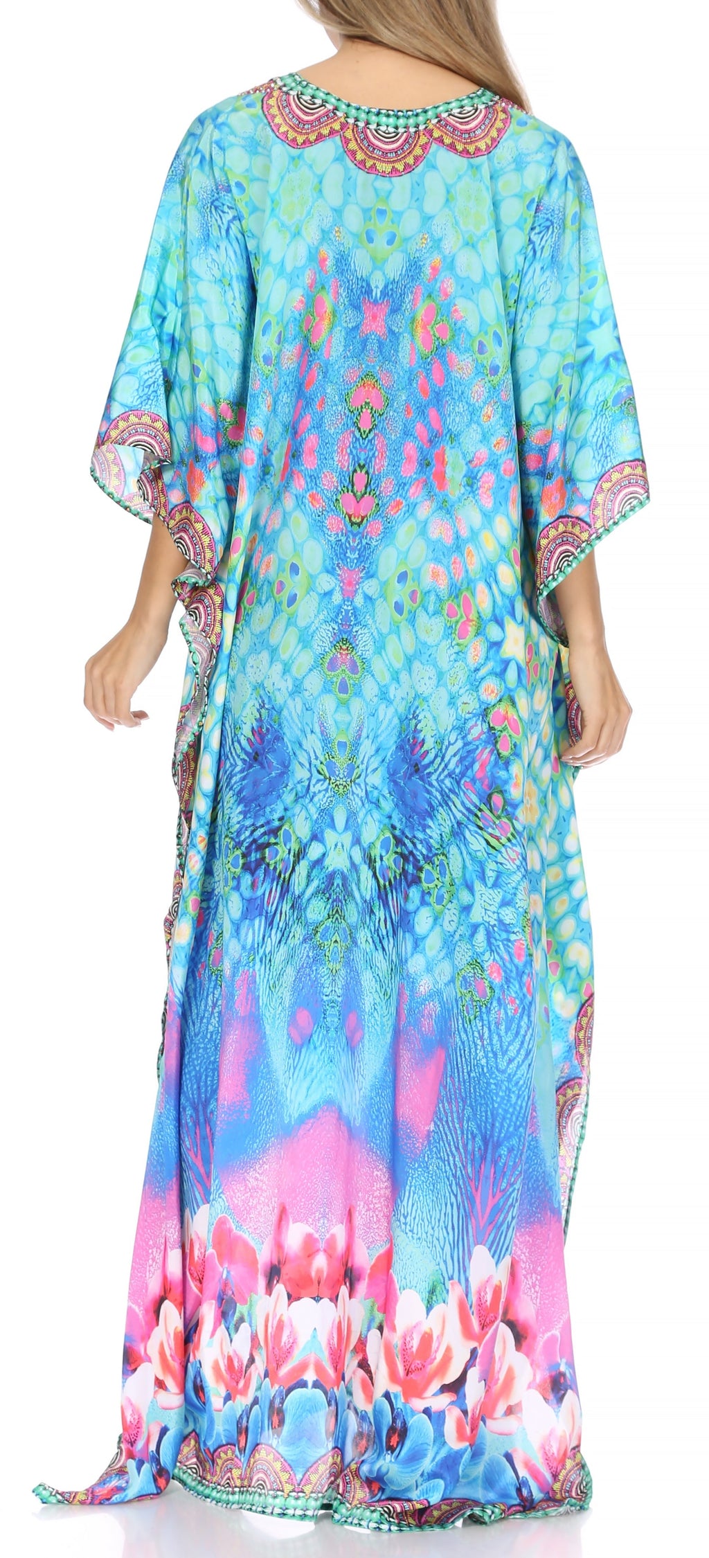Sakkas Georgettina Flowy Long Caftan Dress/Cover Up