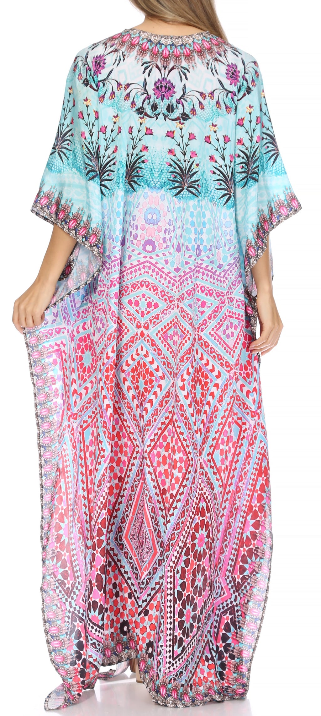 Sakkas Georgettina Flowy Long Caftan Dress/Cover Up