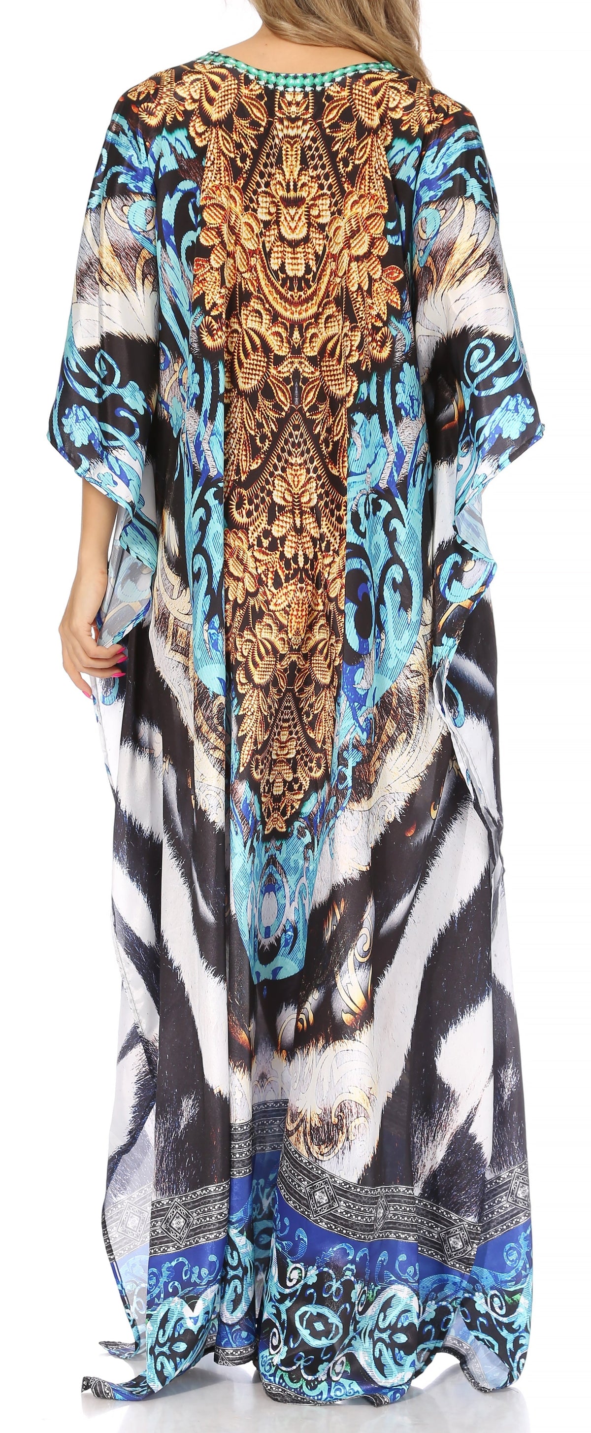 Sakkas Georgettina Flowy Long Caftan Dress/Cover Up