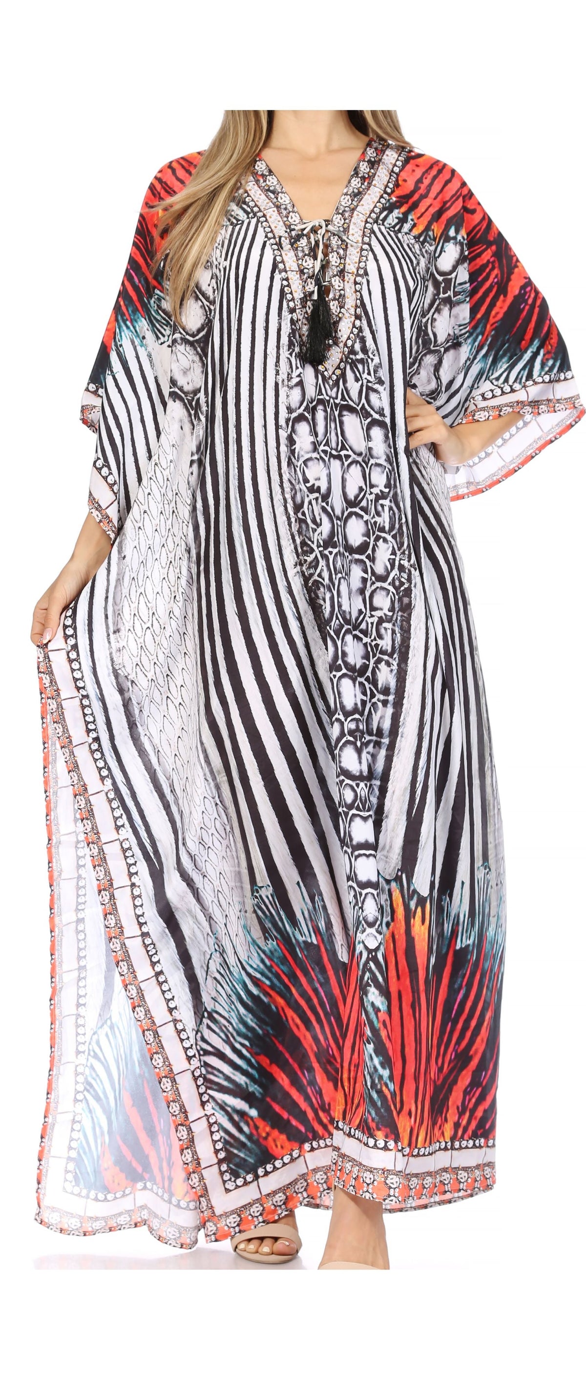 Sakkas Georgettina Flowy Long Caftan Dress/Cover Up