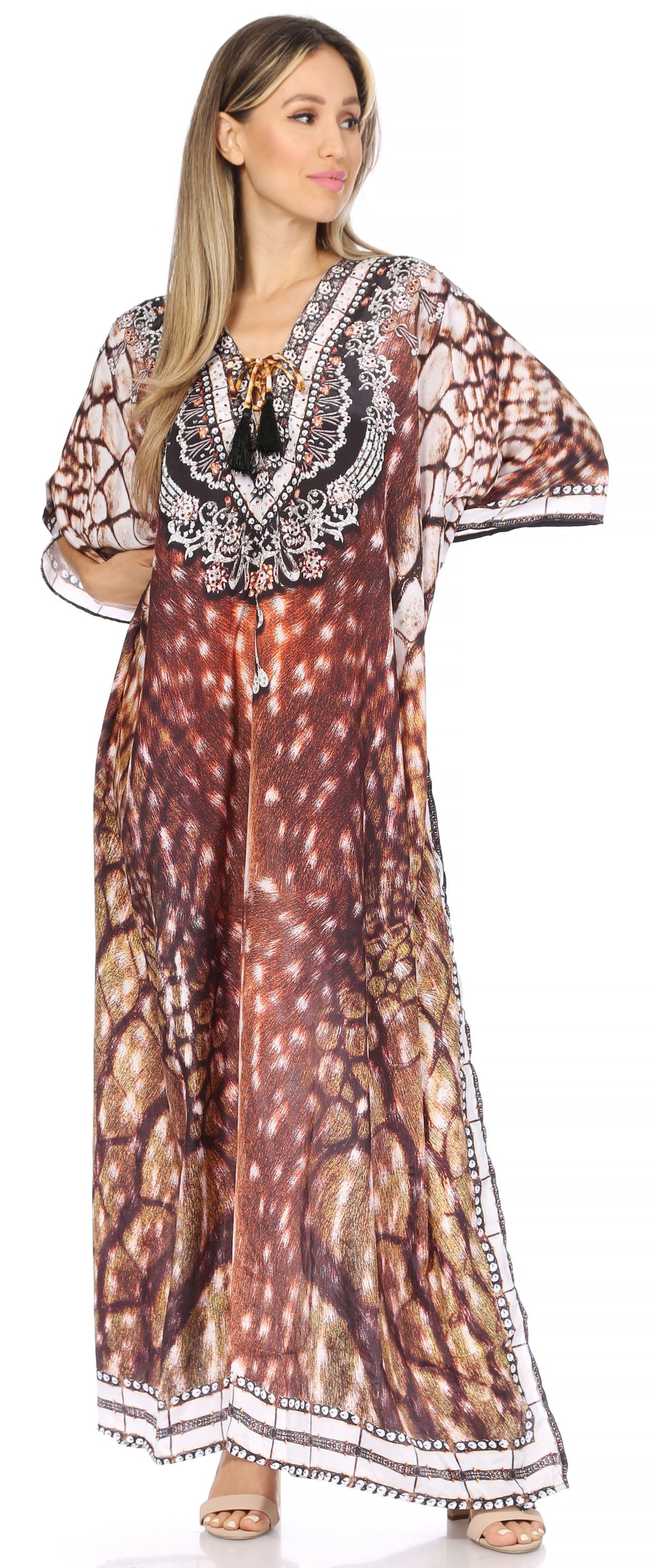 Sakkas Georgettina Flowy Long Caftan Dress/Cover Up