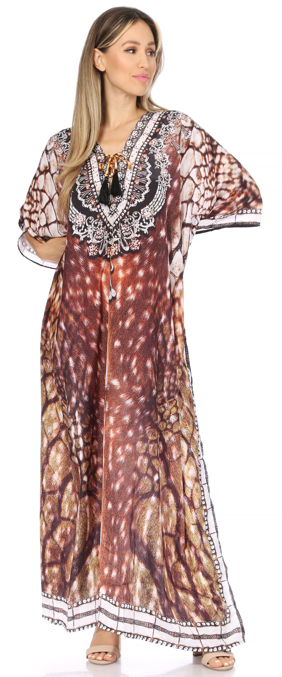 Sakkas Georgettina Flowy Long Caftan Dress/Cover Up