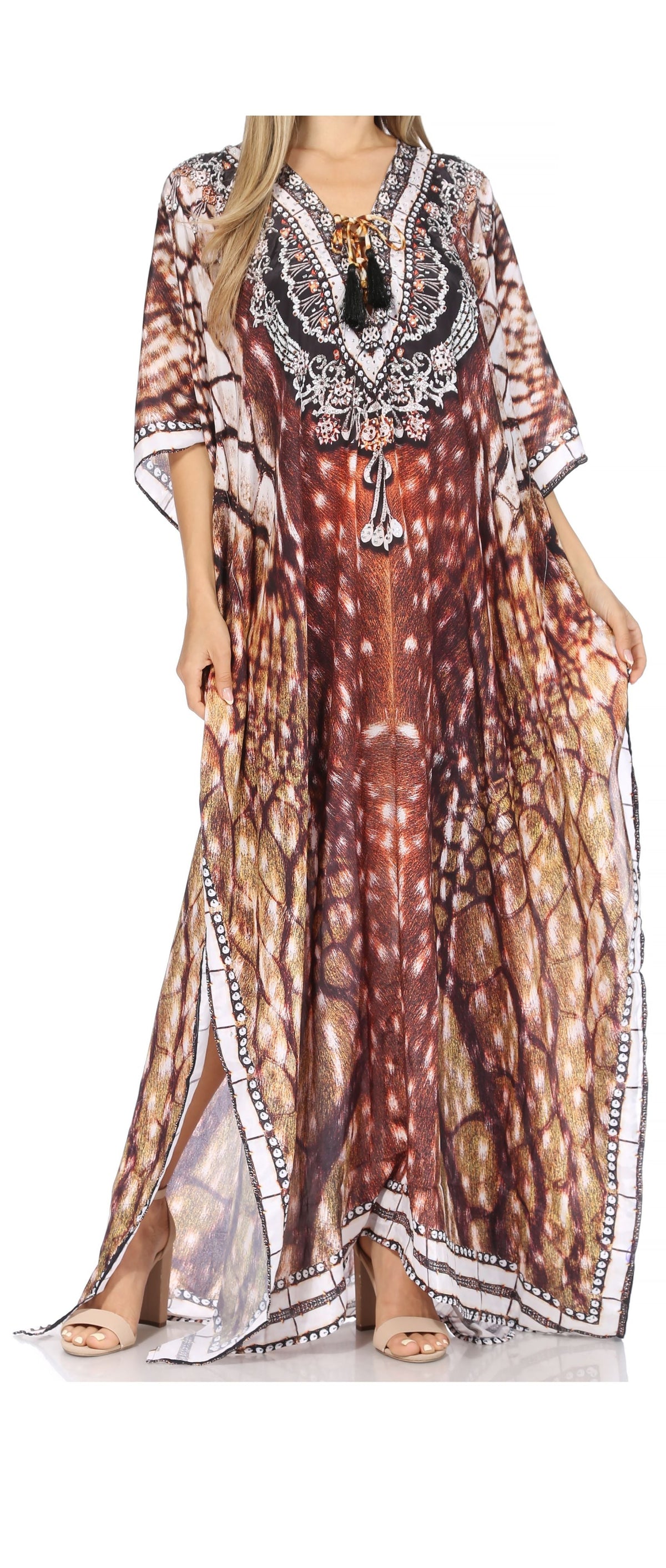 Sakkas Georgettina Flowy Long Caftan Dress/Cover Up