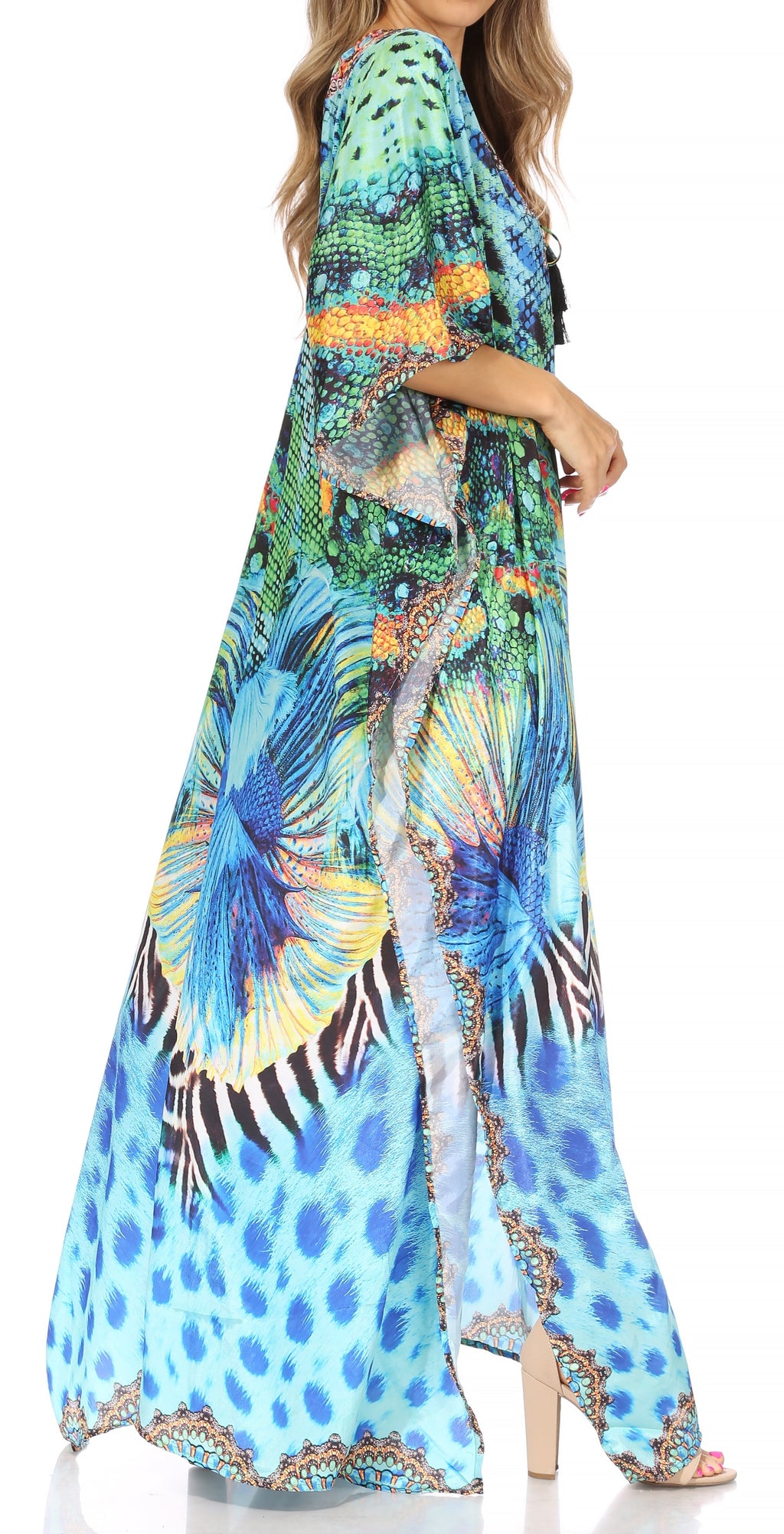Sakkas Georgettina Flowy Long Caftan Dress/Cover Up