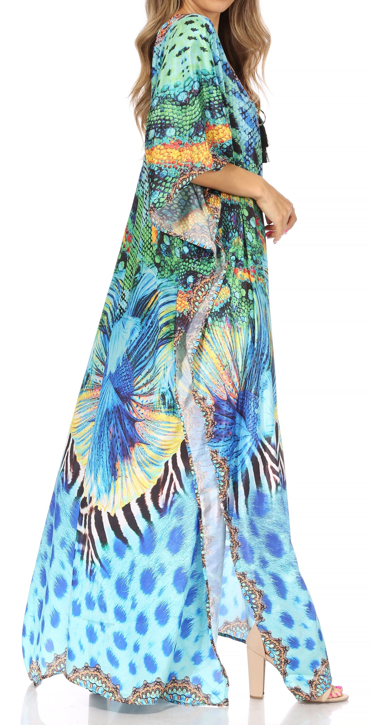 Sakkas Georgettina Flowy Long Caftan Dress/Cover Up
