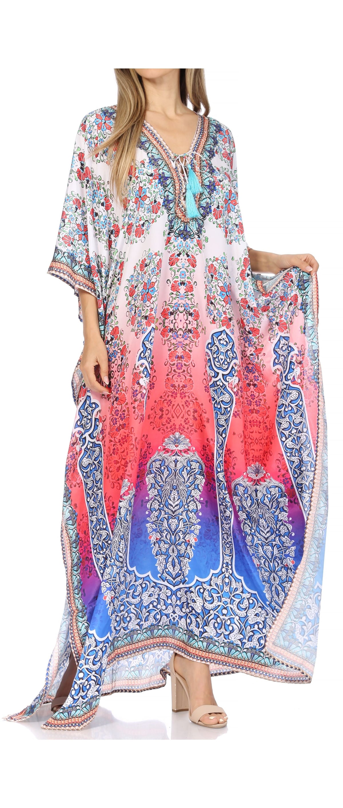 Sakkas Georgettina Flowy Long Caftan Dress/Cover Up