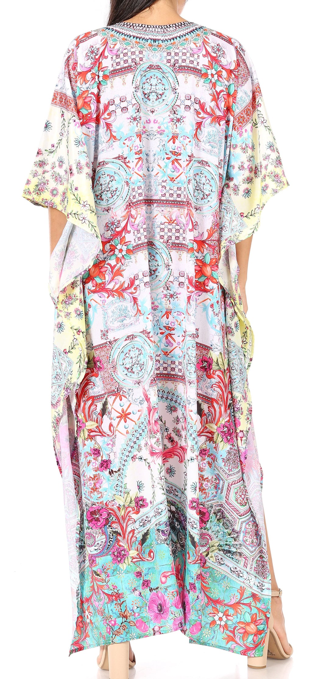 Sakkas Georgettina Flowy Long Caftan Dress/Cover Up