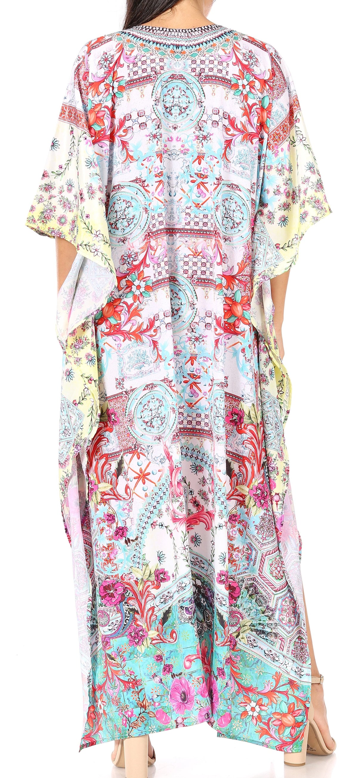 Sakkas Georgettina Flowy Long Caftan Dress/Cover Up