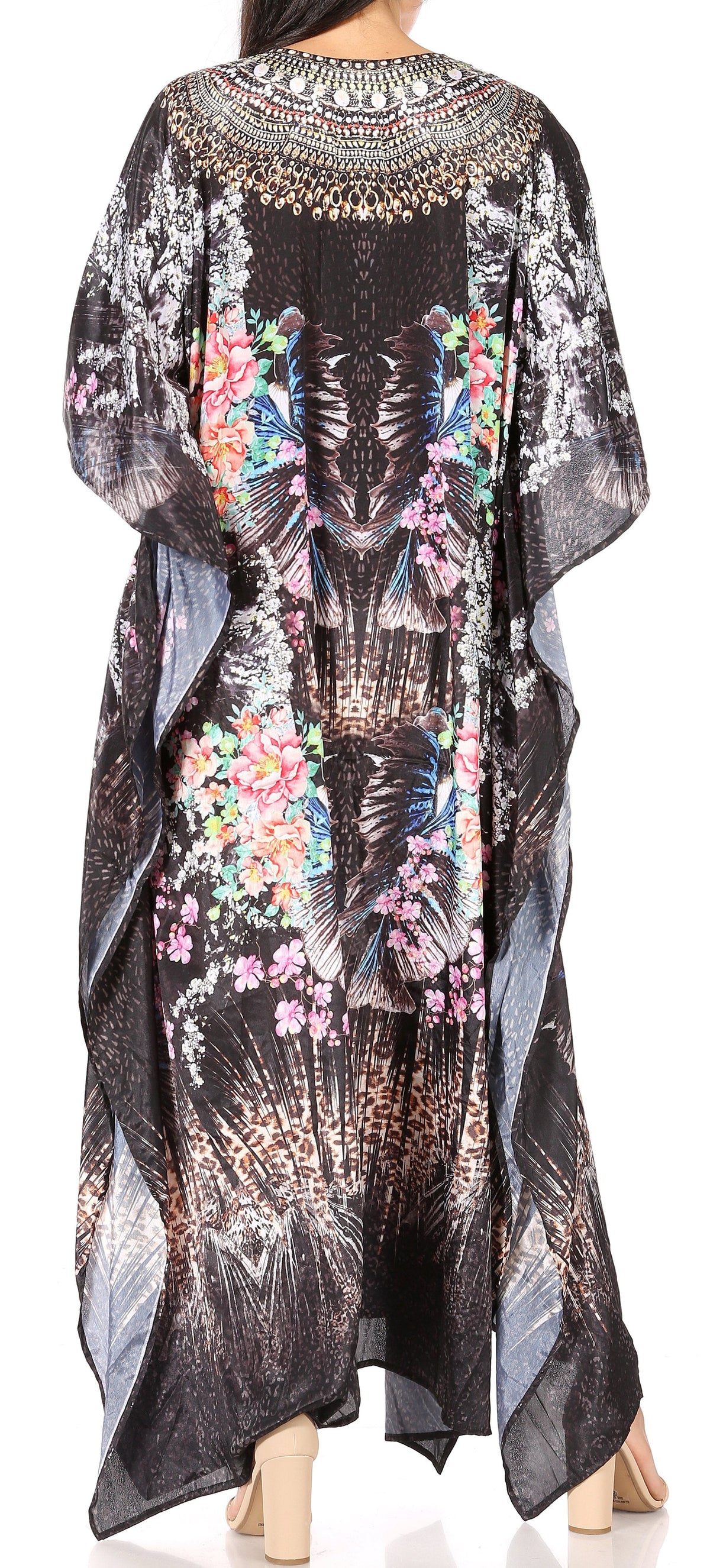 Sakkas Georgettina Flowy Long Caftan Dress/Cover Up
