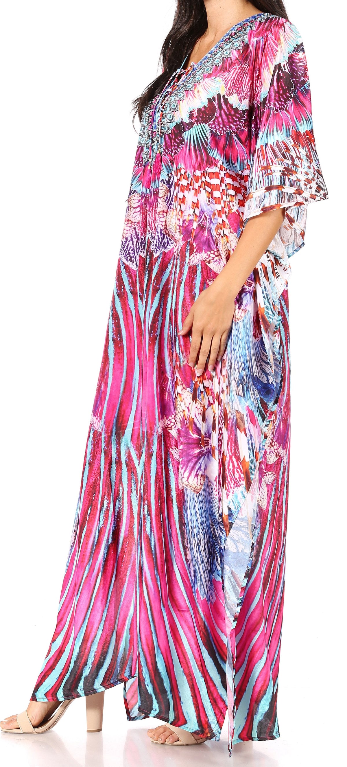 Sakkas Georgettina Flowy Long Caftan Dress/Cover Up