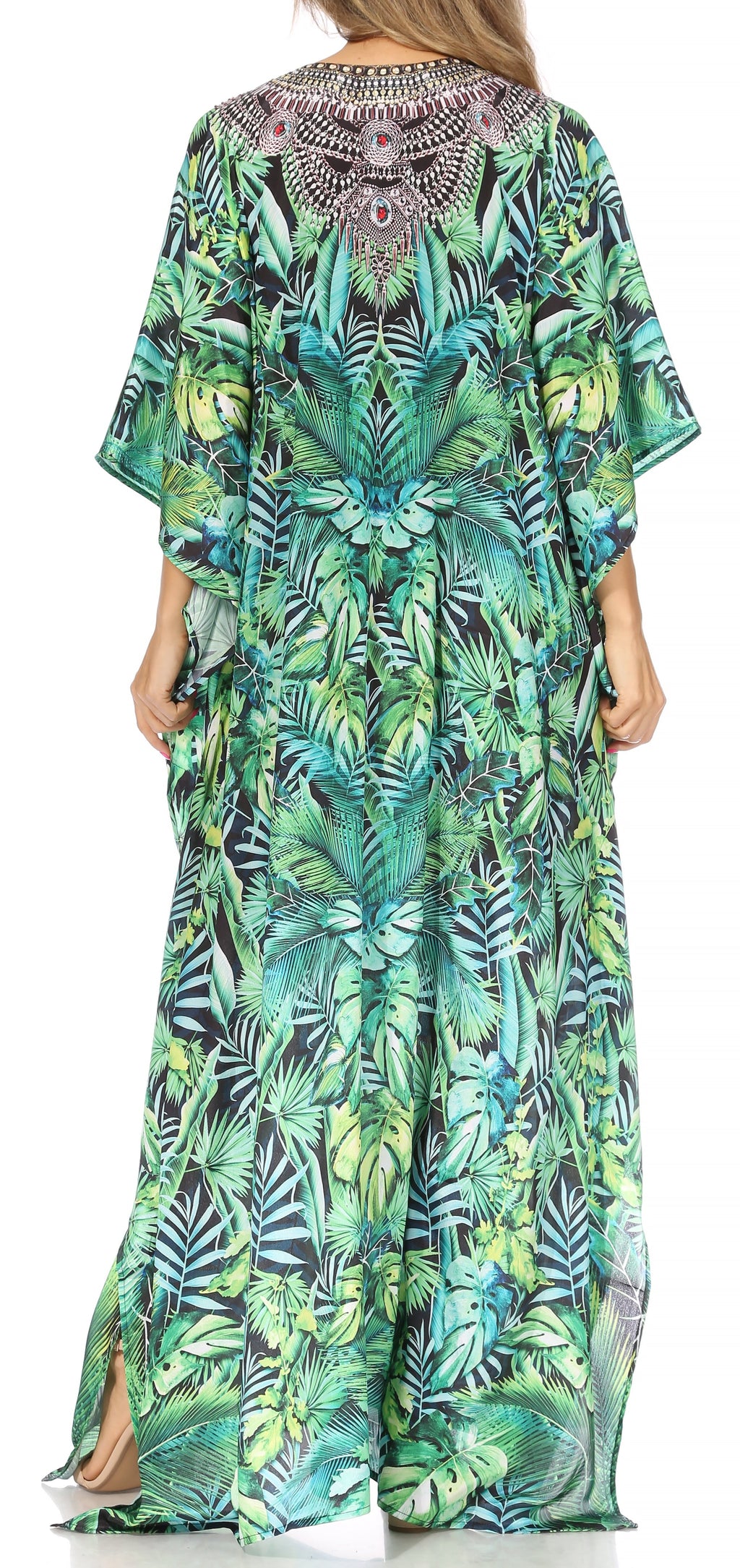 Sakkas Georgettina Flowy Long Caftan Dress/Cover Up