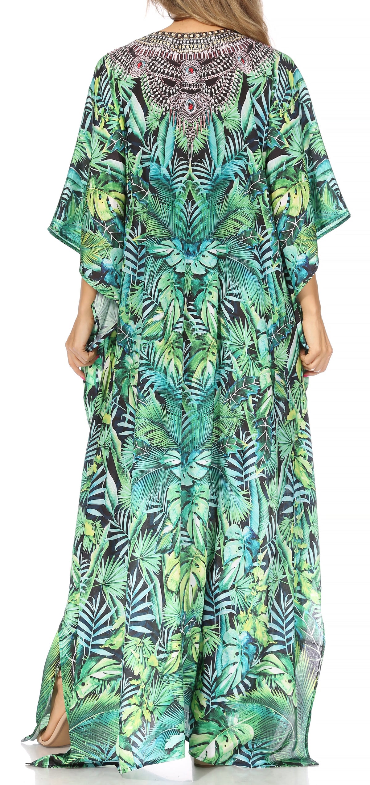 Sakkas Georgettina Flowy Long Caftan Dress/Cover Up