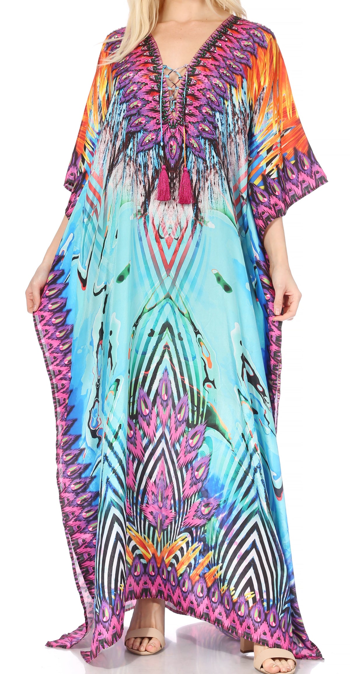 Sakkas Georgettina Flowy Long Caftan Dress/Cover Up