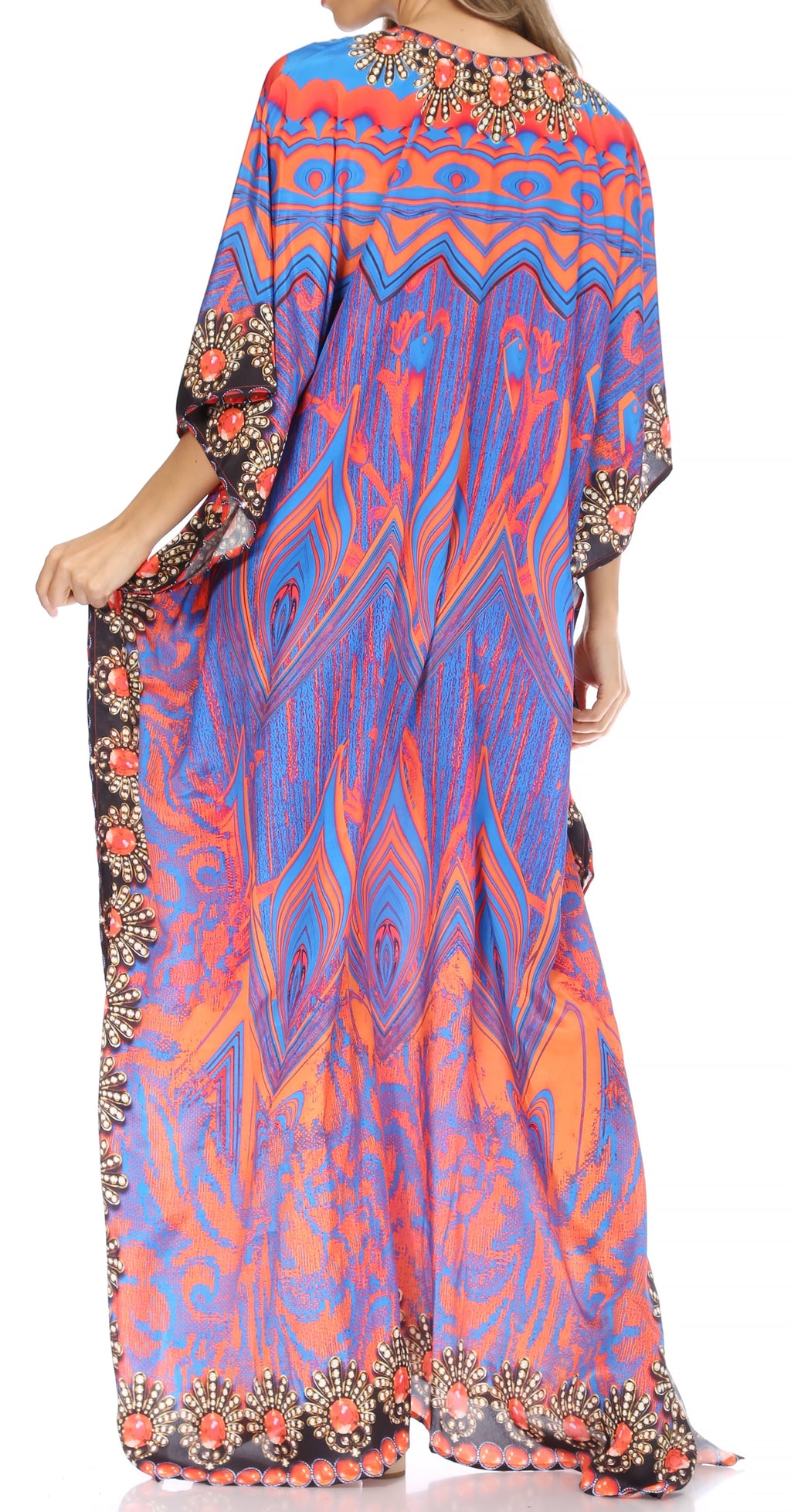 Sakkas Georgettina Flowy Long Caftan Dress/Cover Up