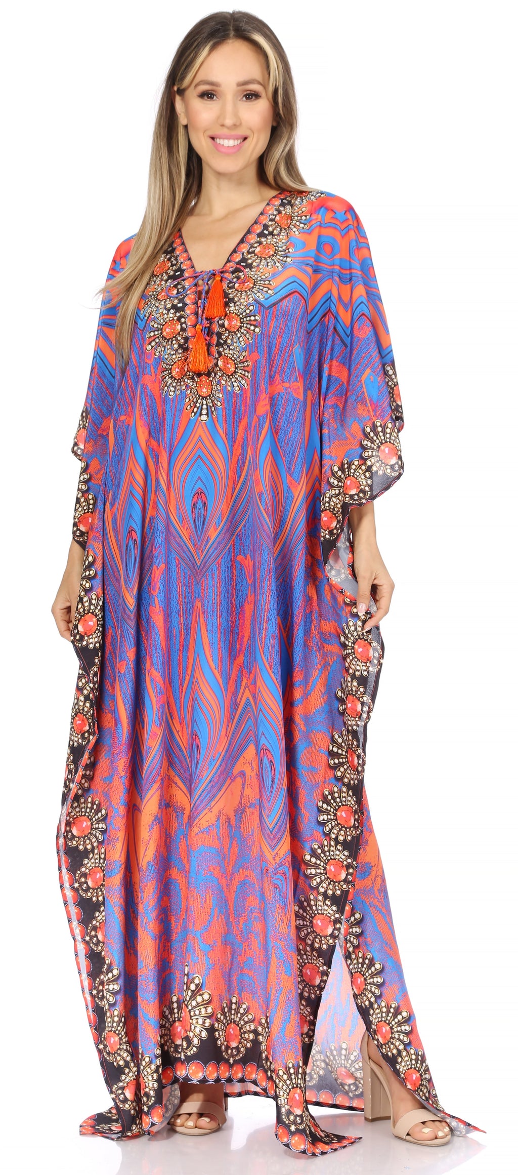 Sakkas Georgettina Flowy Long Caftan Dress/Cover Up