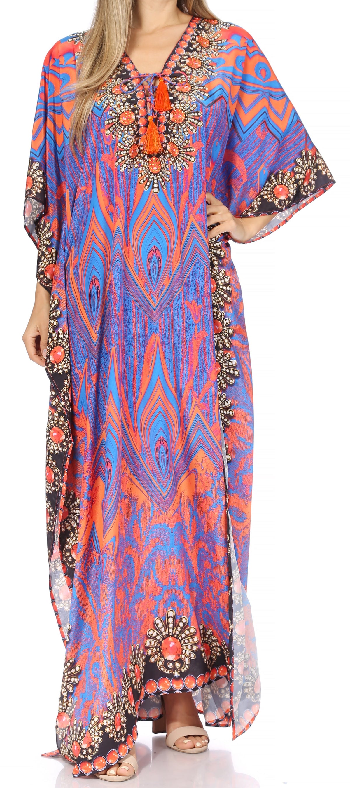 Sakkas Georgettina Flowy Long Caftan Dress/Cover Up