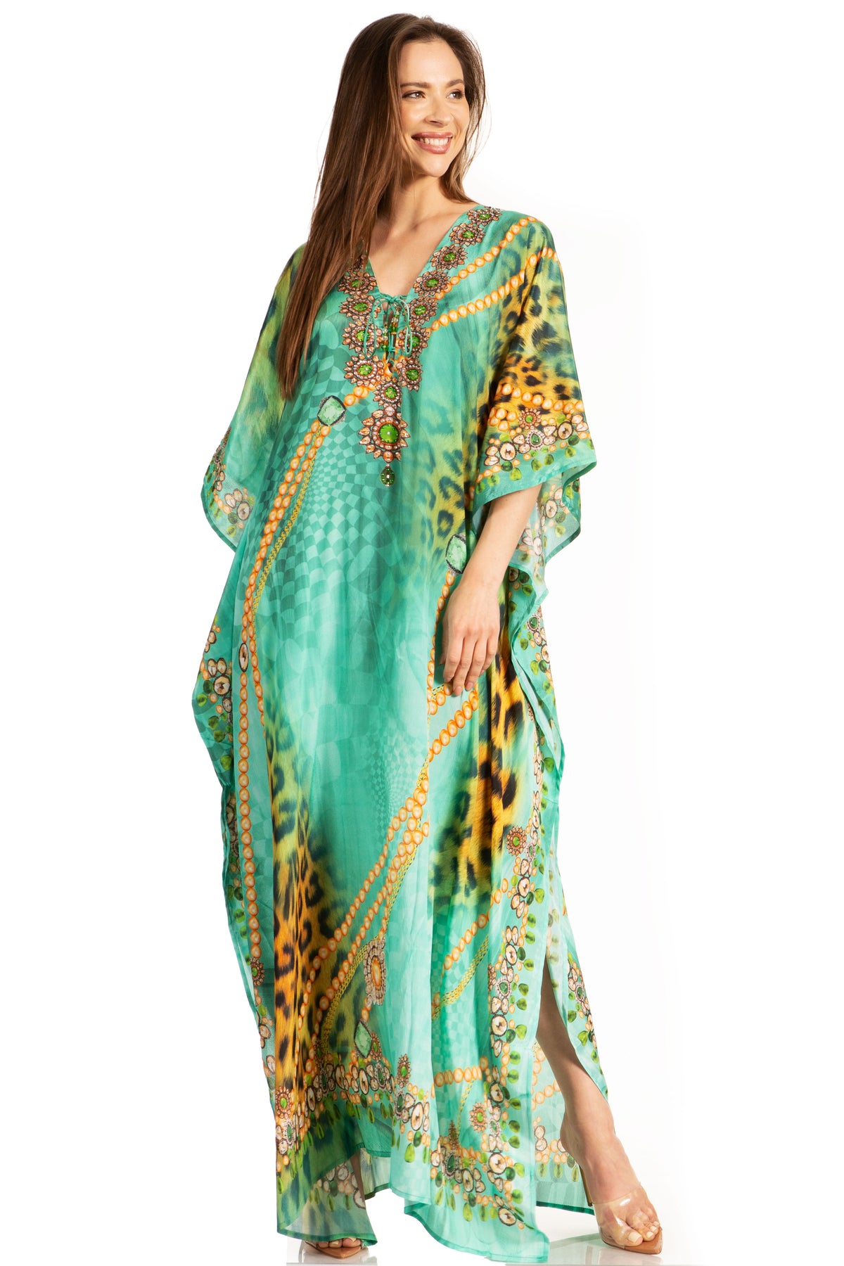 Sakkas Georgettina Flowy Long Caftan Dress/Cover Up