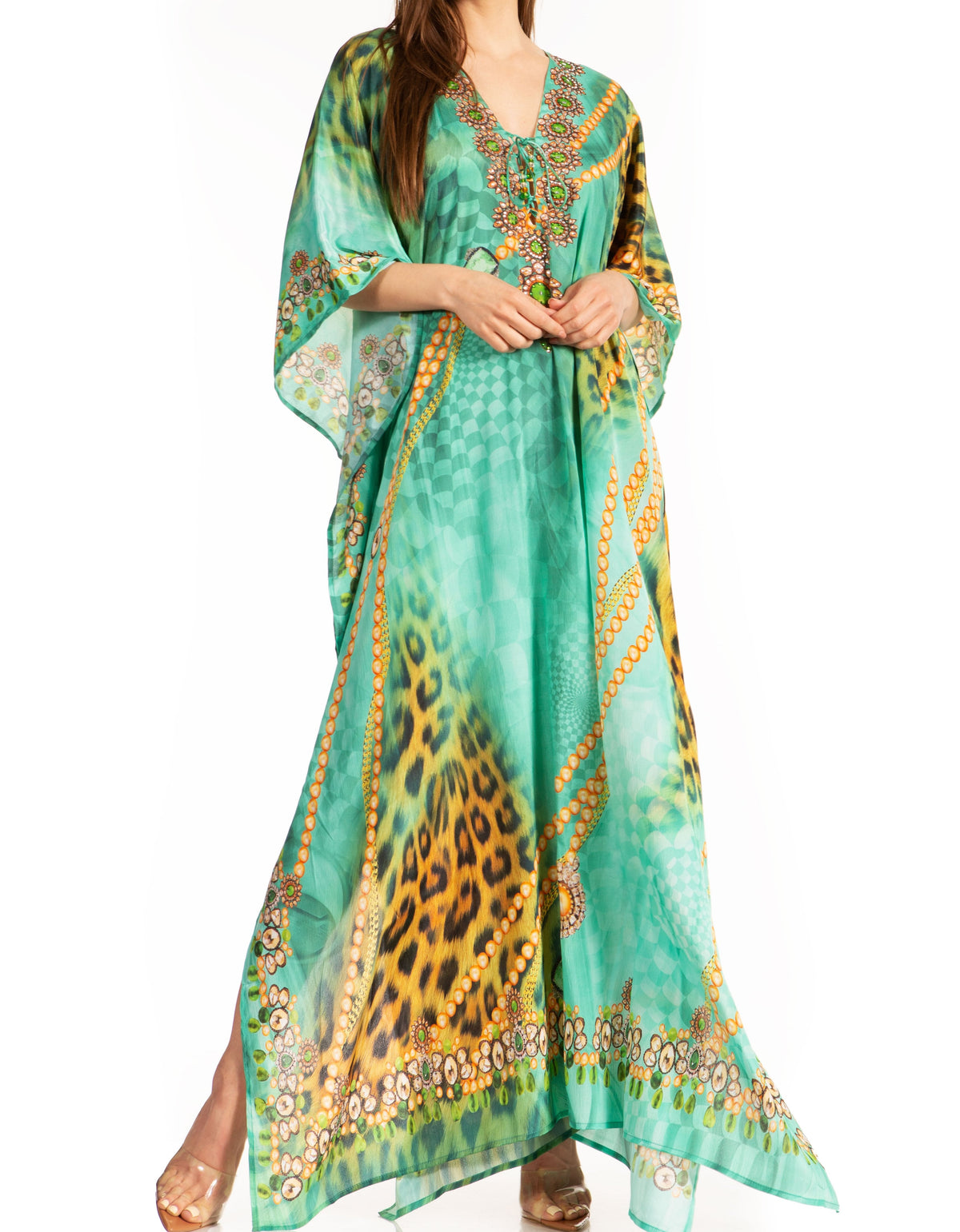 Sakkas Georgettina Flowy Long Caftan Dress/Cover Up