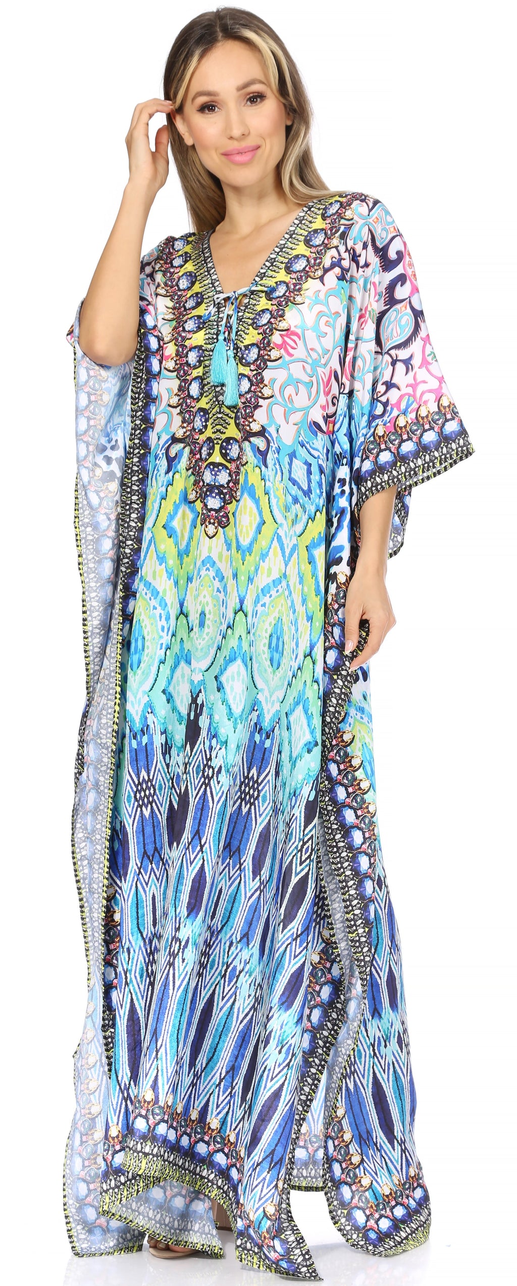Sakkas Georgettina Flowy Long Caftan Dress/Cover Up
