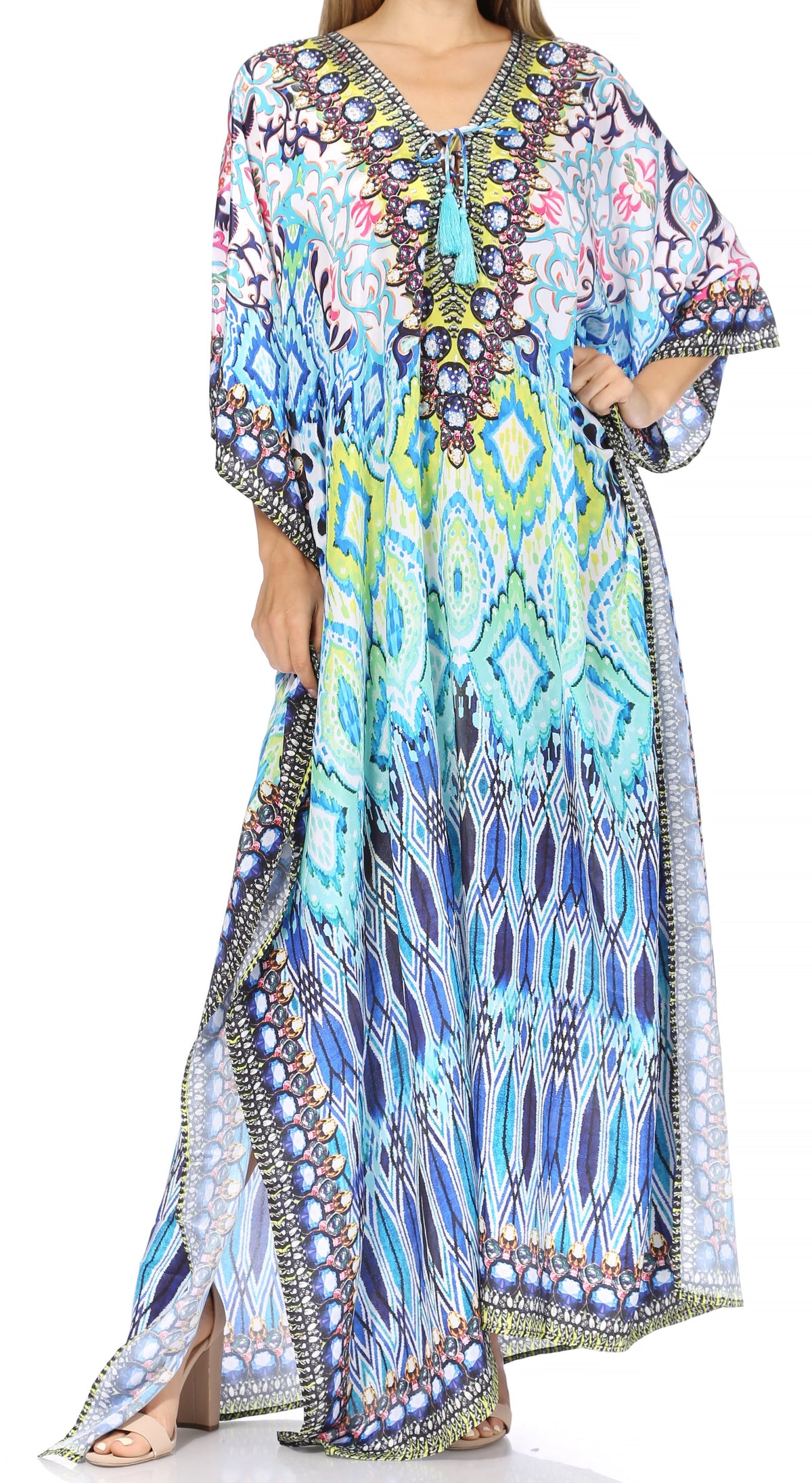Sakkas Georgettina Flowy Long Caftan Dress/Cover Up