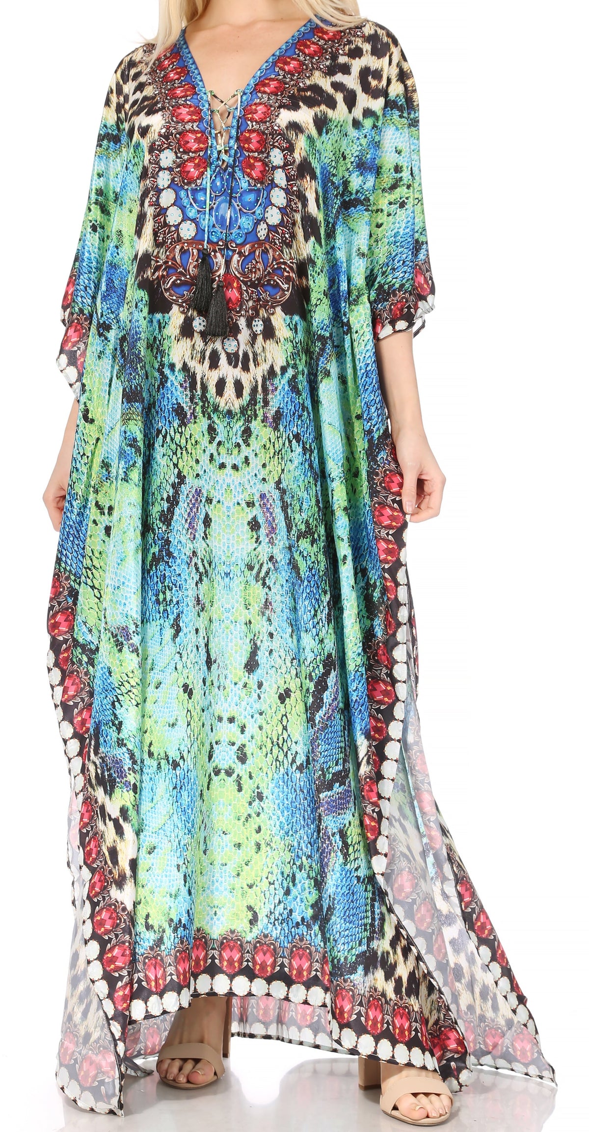 Sakkas Georgettina Flowy Long Caftan Dress/Cover Up