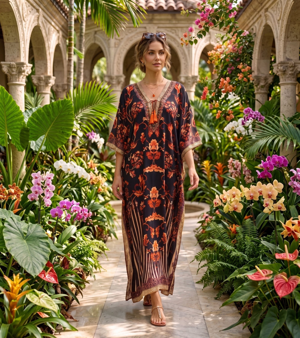 Sakkas Georgettina Flowy Long Caftan Dress/Cover Up