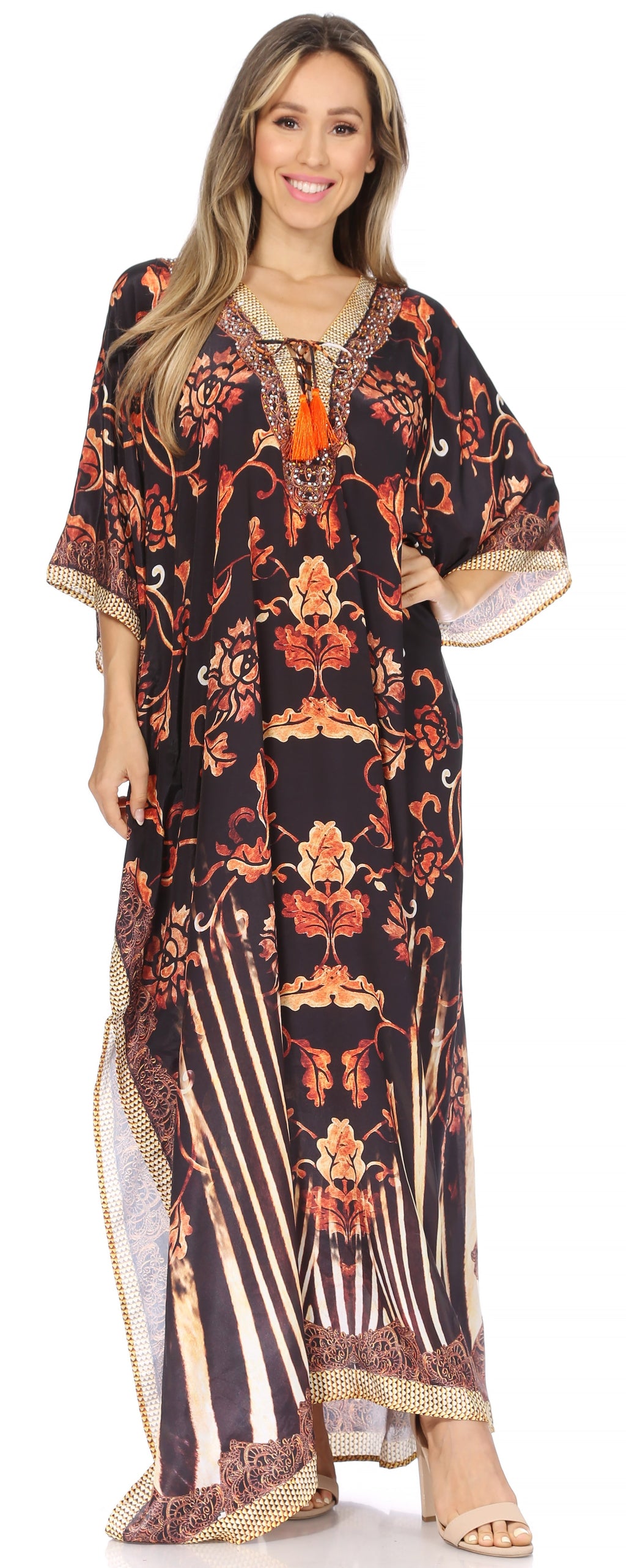 Sakkas Georgettina Flowy Long Caftan Dress/Cover Up