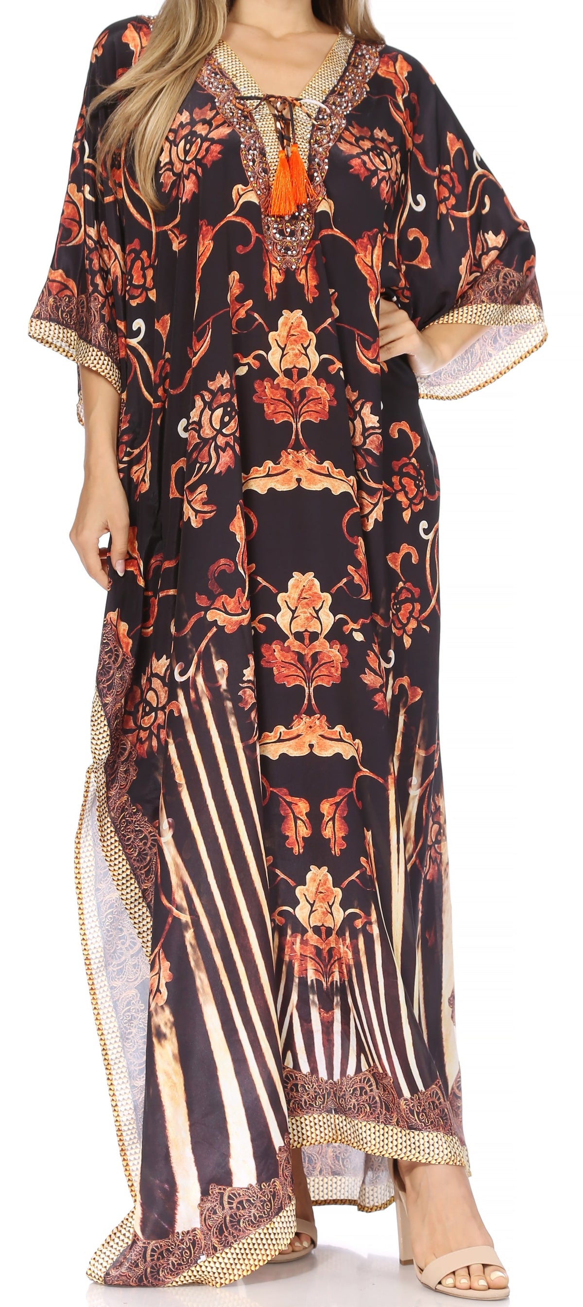 Sakkas Georgettina Flowy Long Caftan Dress/Cover Up
