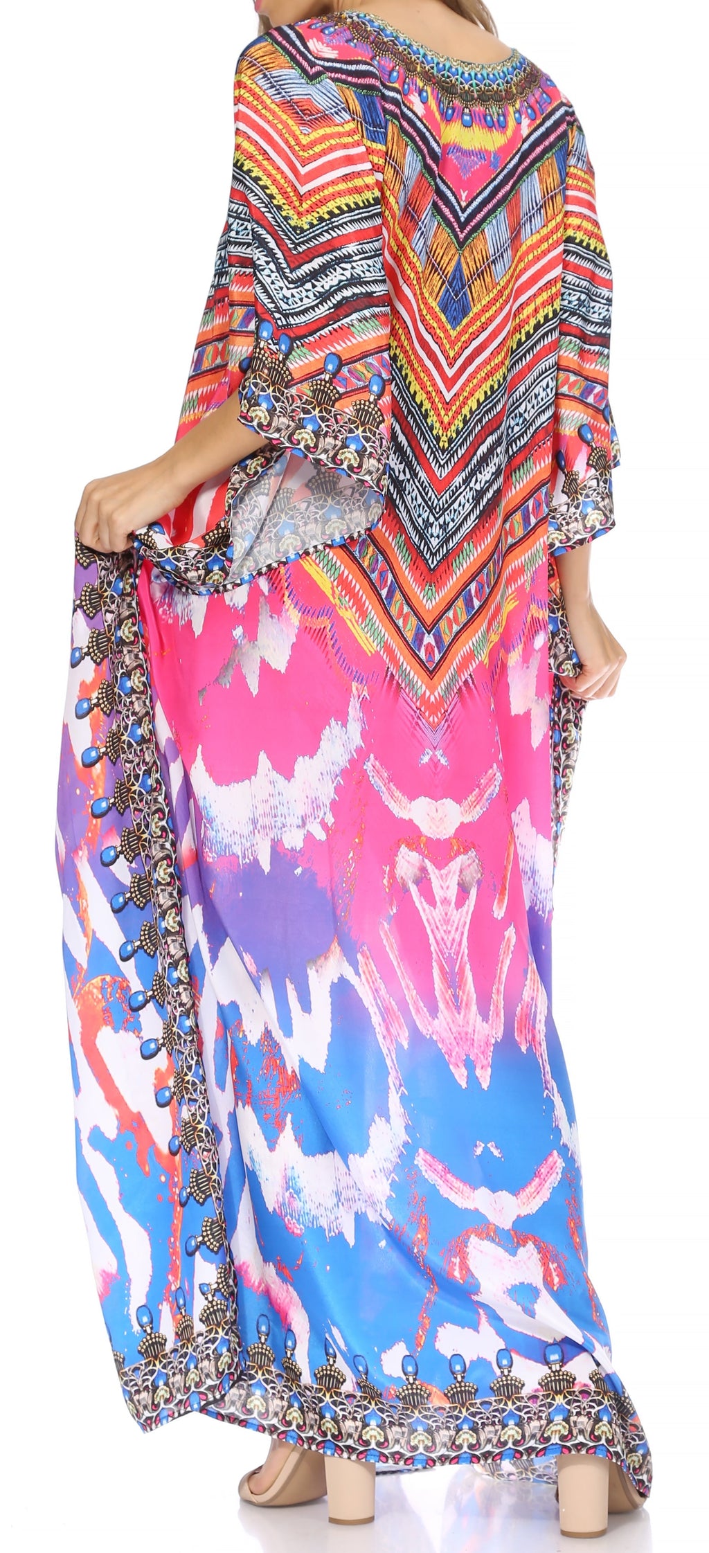 Sakkas Georgettina Flowy Long Caftan Dress/Cover Up