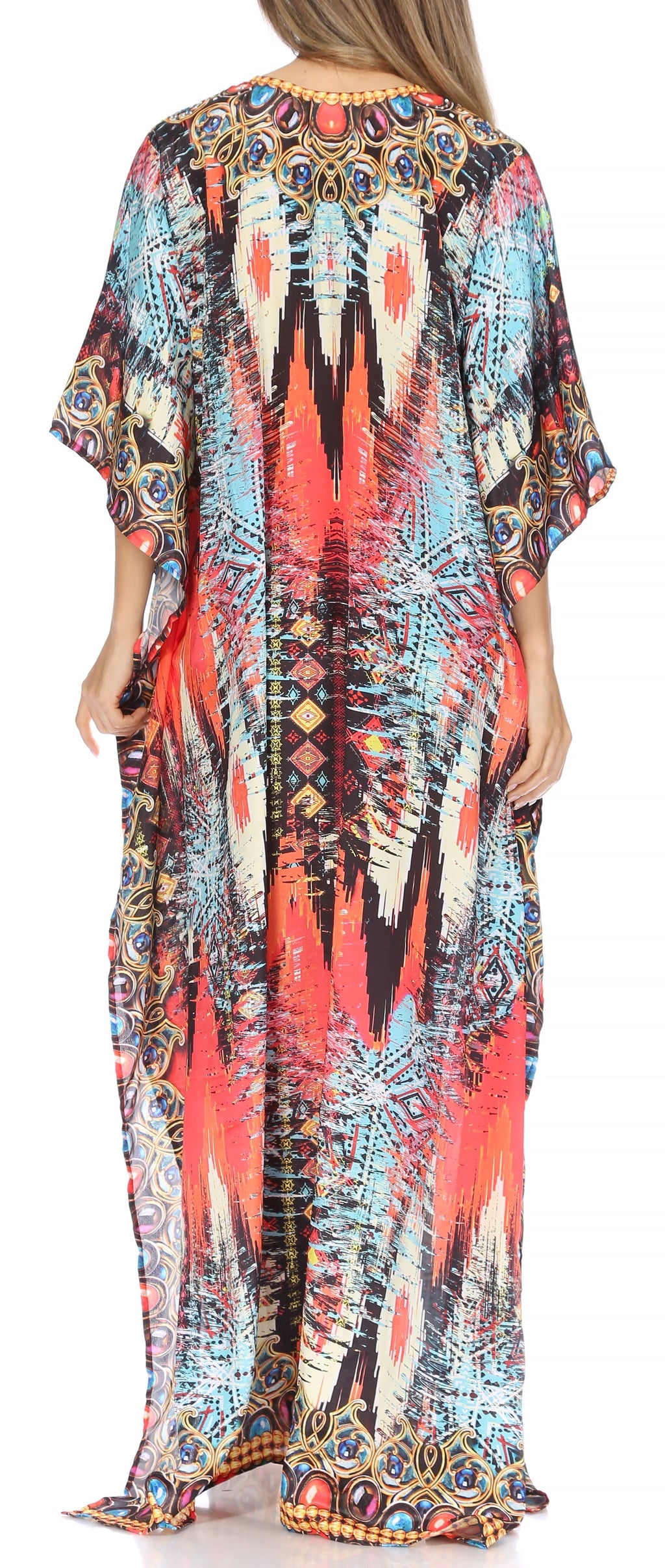 Sakkas Georgettina Flowy Long Caftan Dress/Cover Up