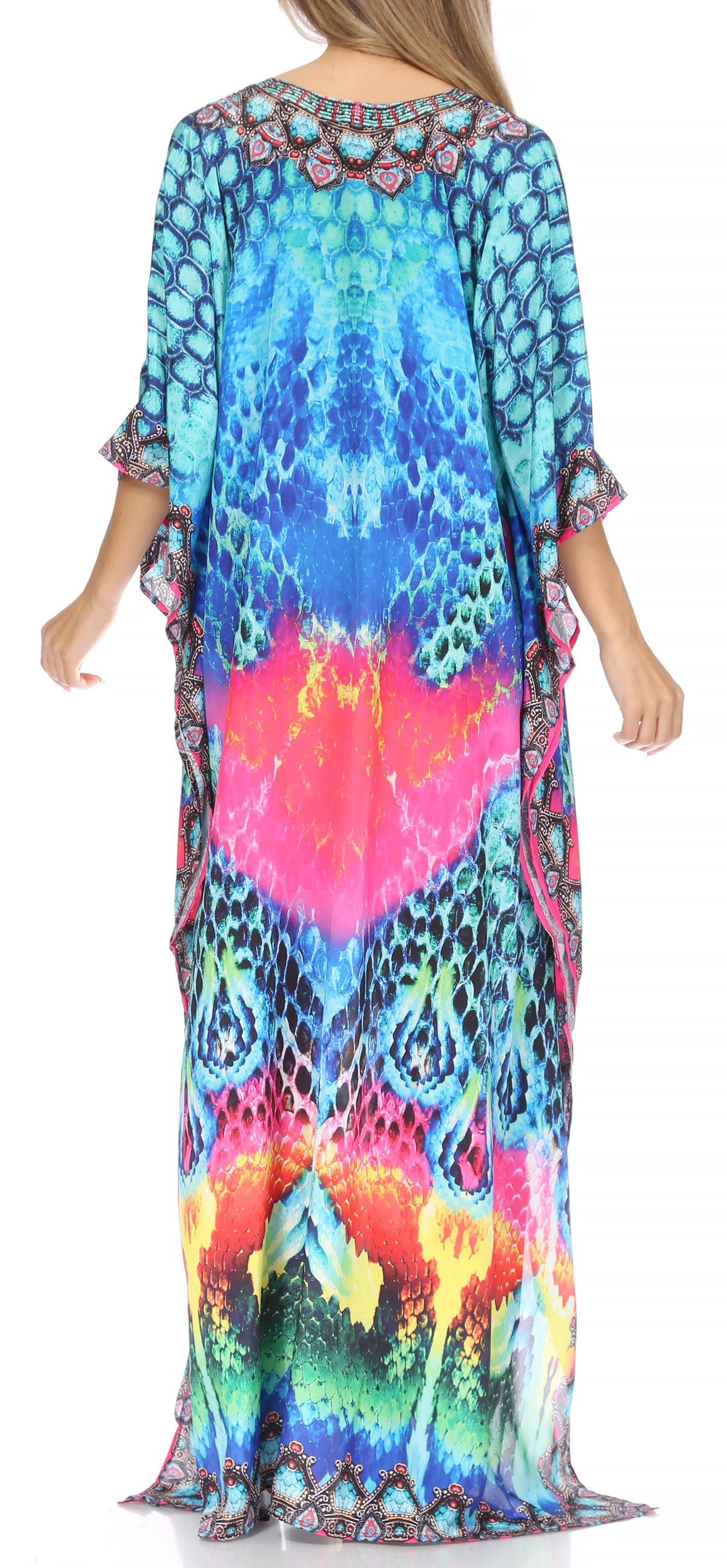 Sakkas Georgettina Flowy Long Caftan Dress/Cover Up