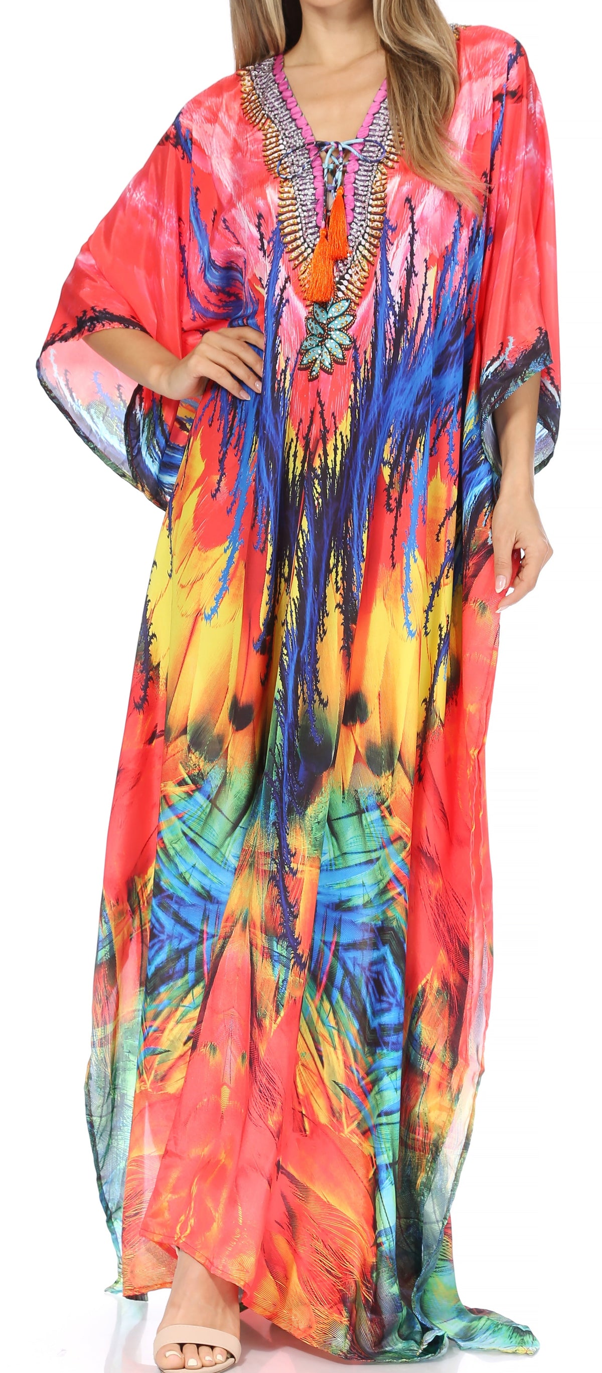 Sakkas Georgettina Flowy Long Caftan Dress/Cover Up