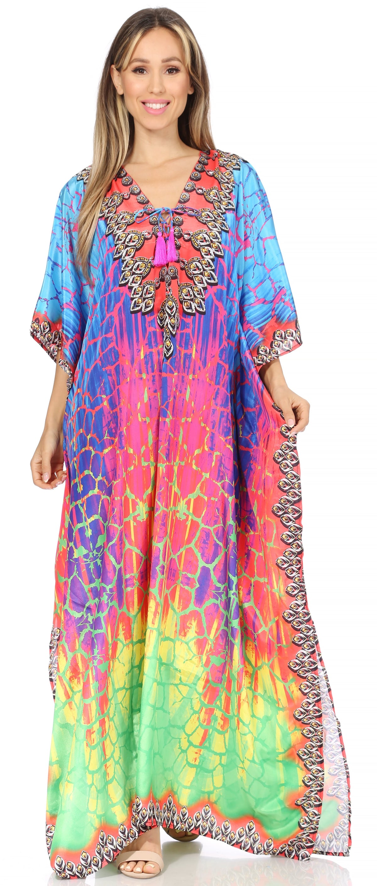 Sakkas Georgettina Flowy Long Caftan Dress/Cover Up