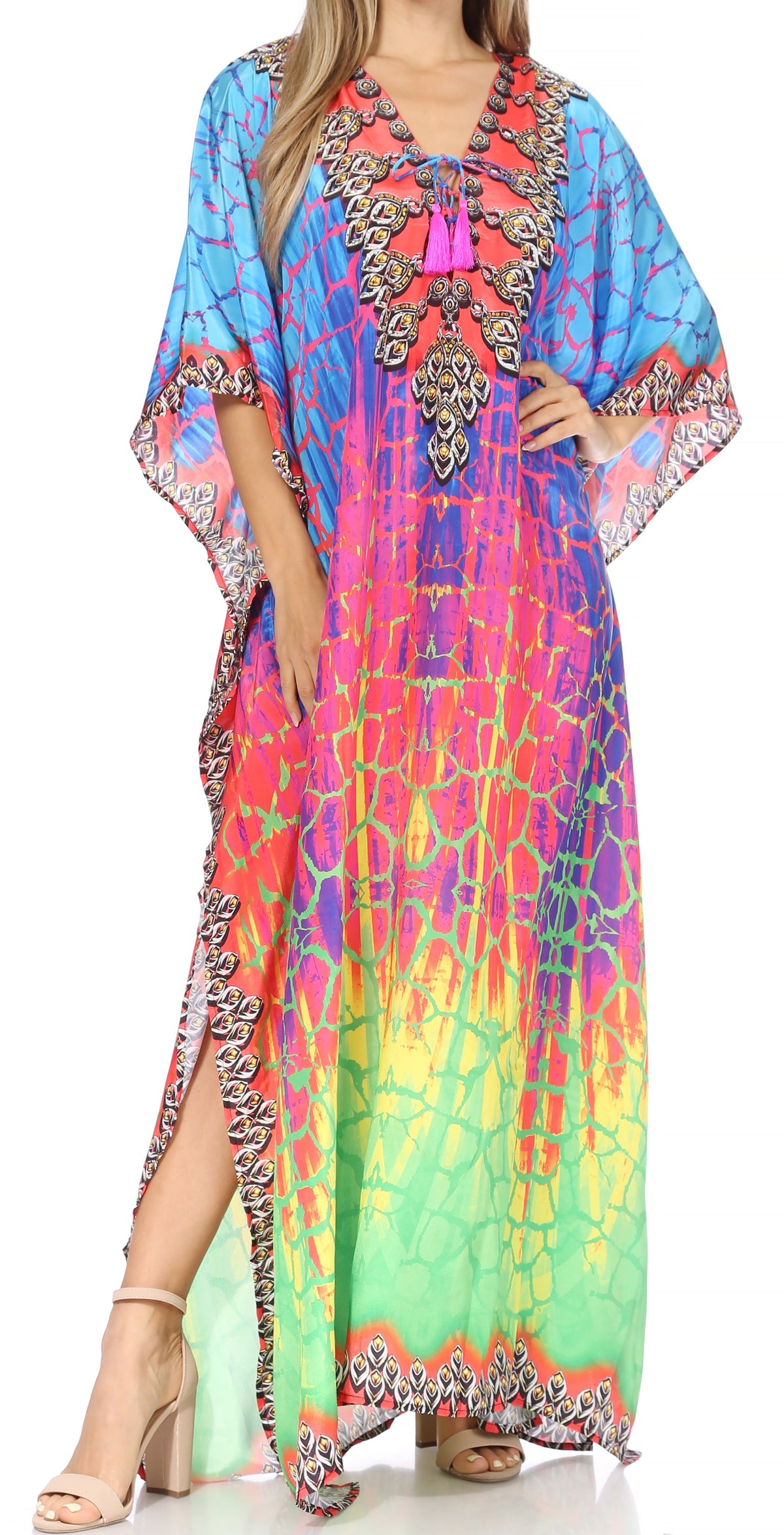 Sakkas Georgettina Flowy Long Caftan Dress/Cover Up