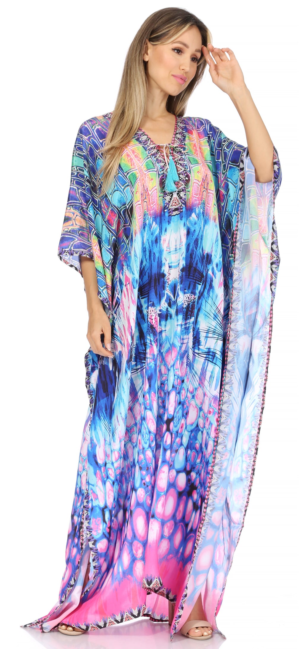 Sakkas Georgettina Flowy Long Caftan Dress/Cover Up