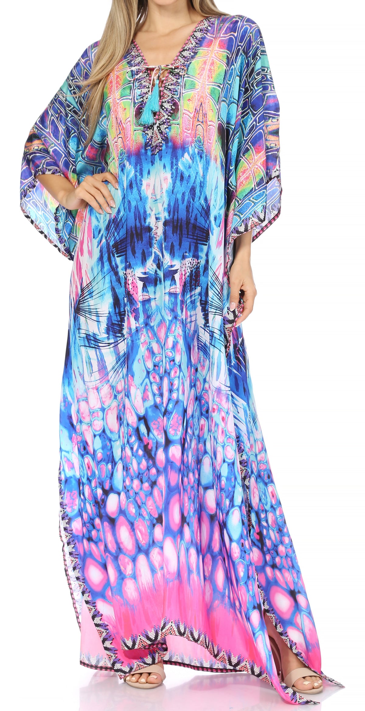 Sakkas Georgettina Flowy Long Caftan Dress/Cover Up