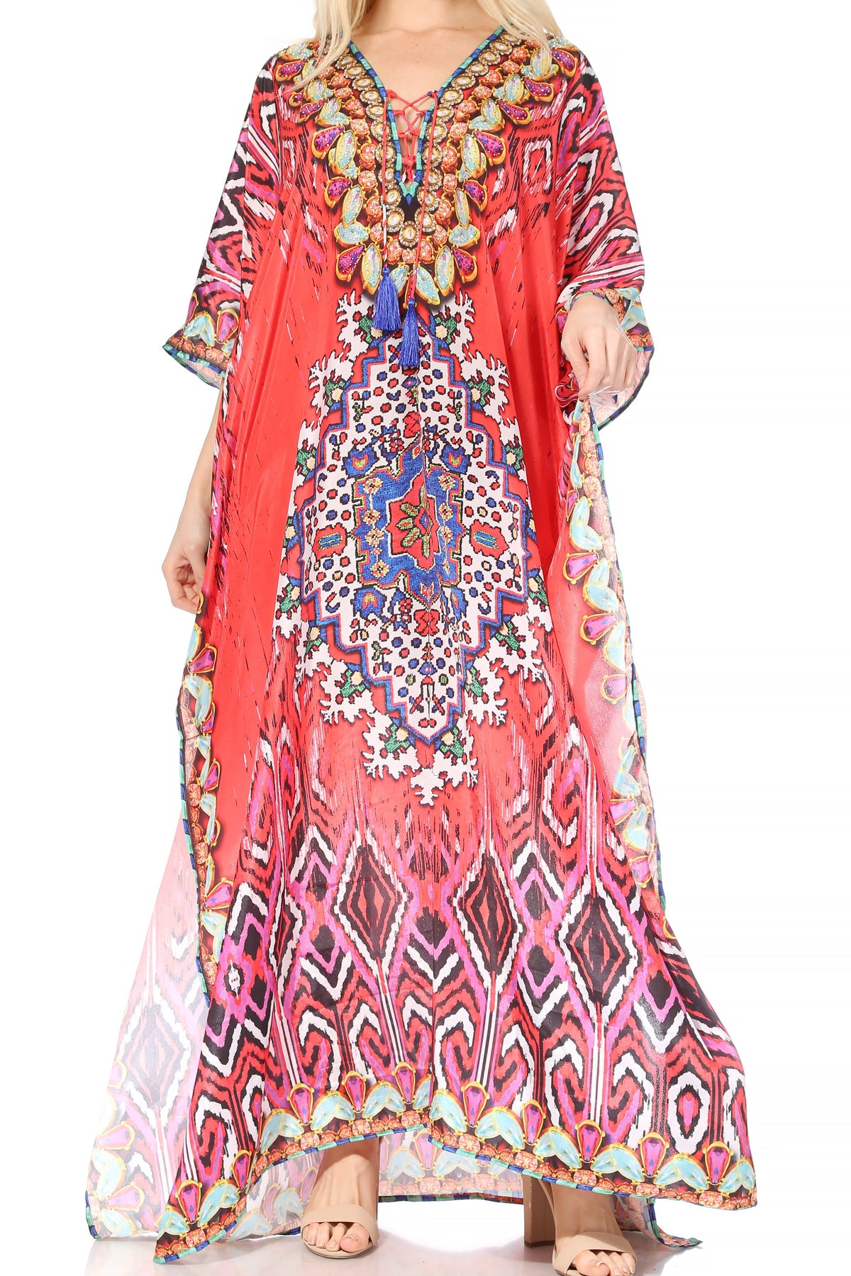 Sakkas Georgettina Flowy Long Caftan Dress/Cover Up